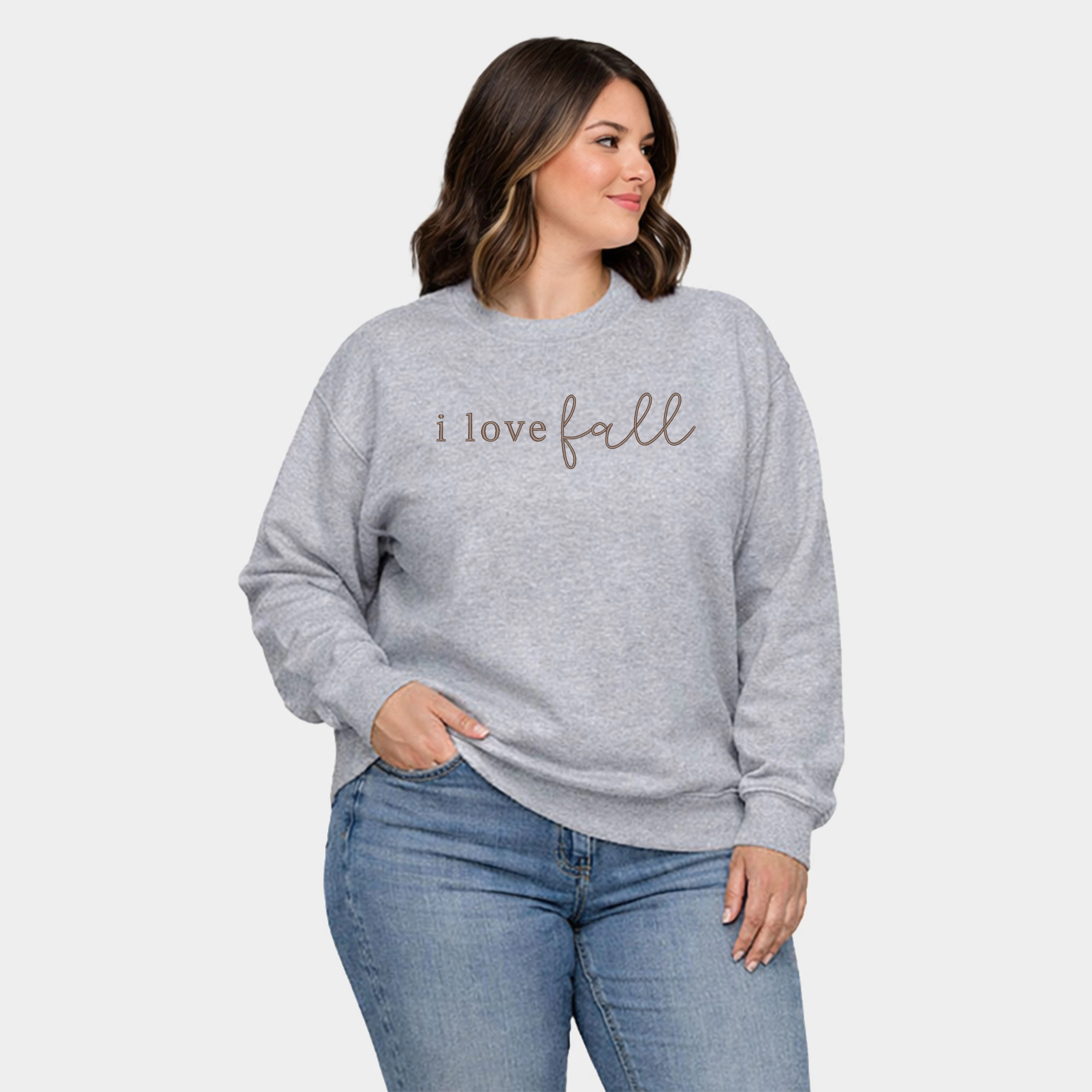 Simply Sage Market - Embroidered I Love Fall  Women's Plus Sized Graphic Sweatshirt