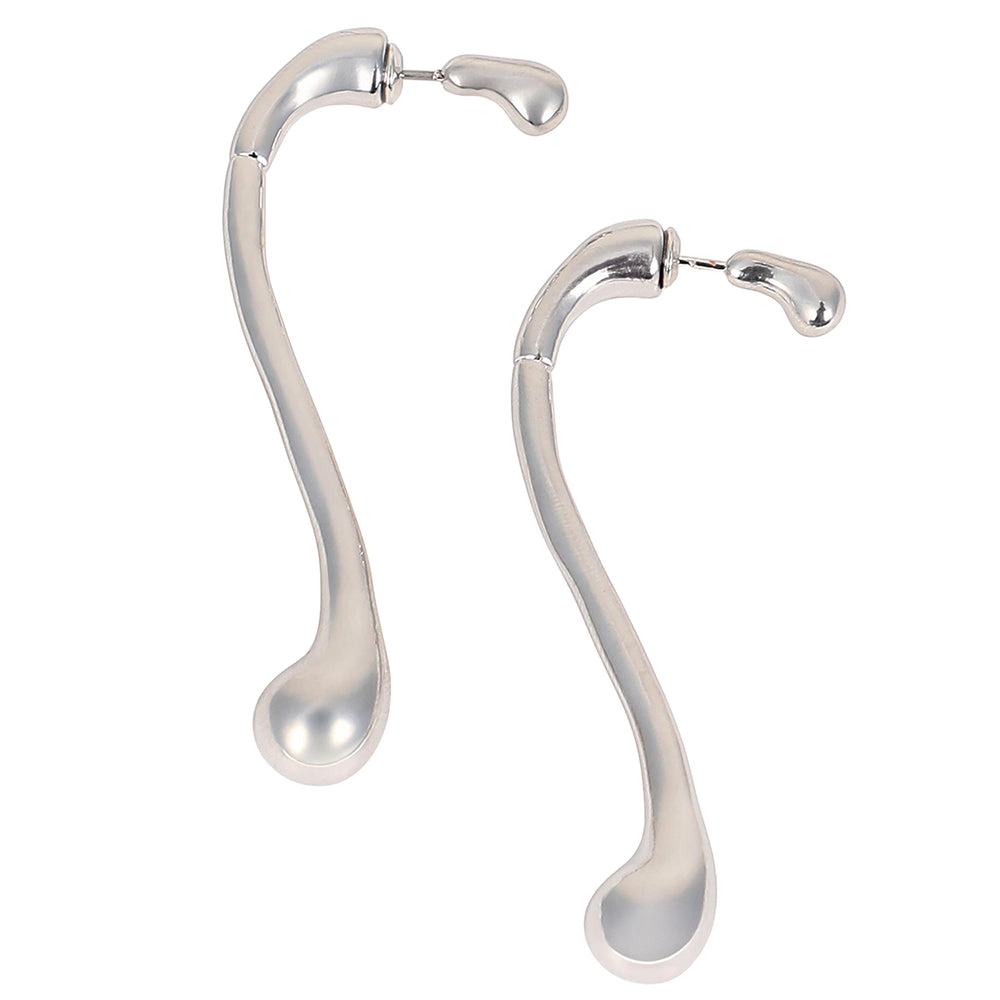 SOHI Women's The Back-Drip Drop Earrings - Metallic Silver