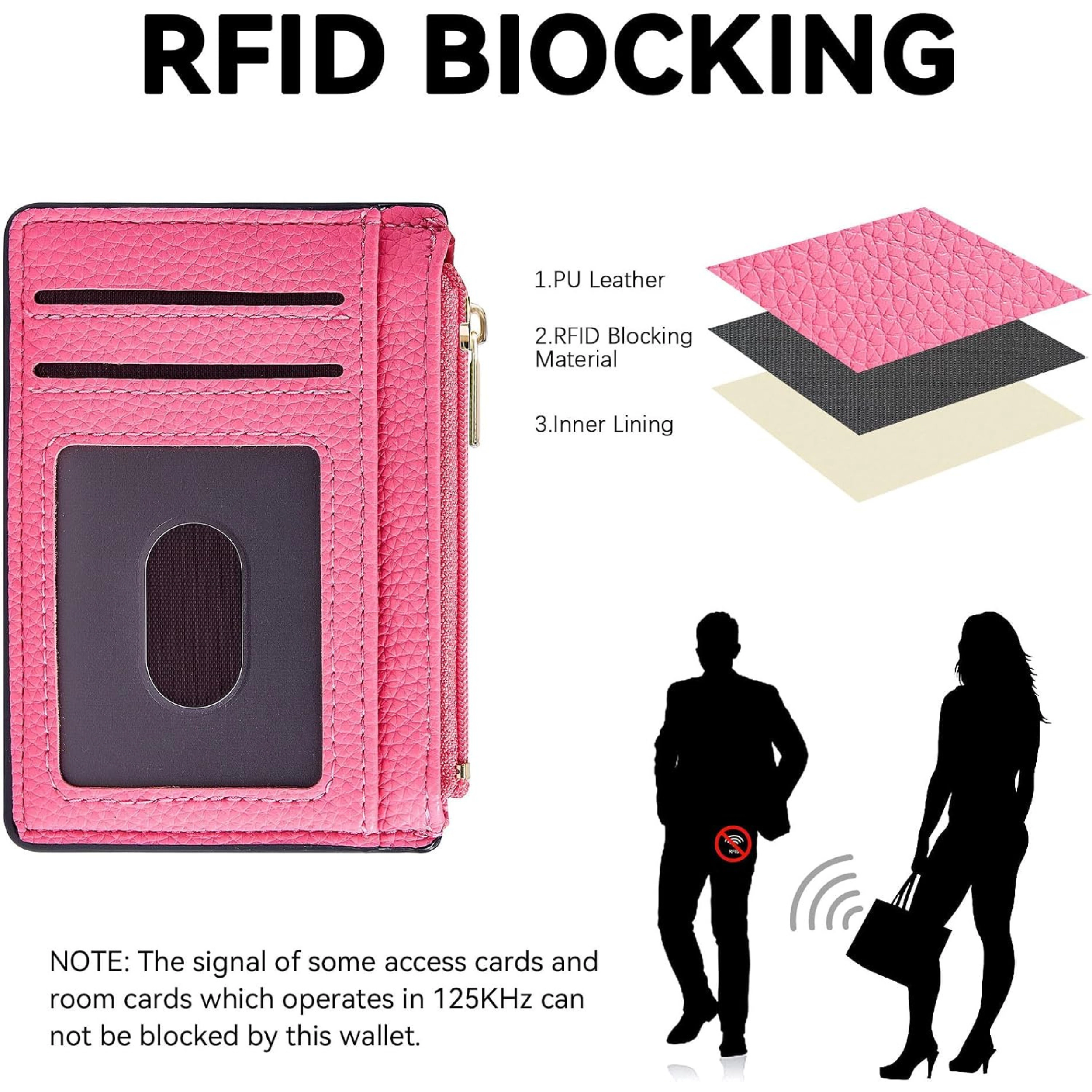 SS Design Women's Slim RFID Card Holder Wallet Vibrant Pink