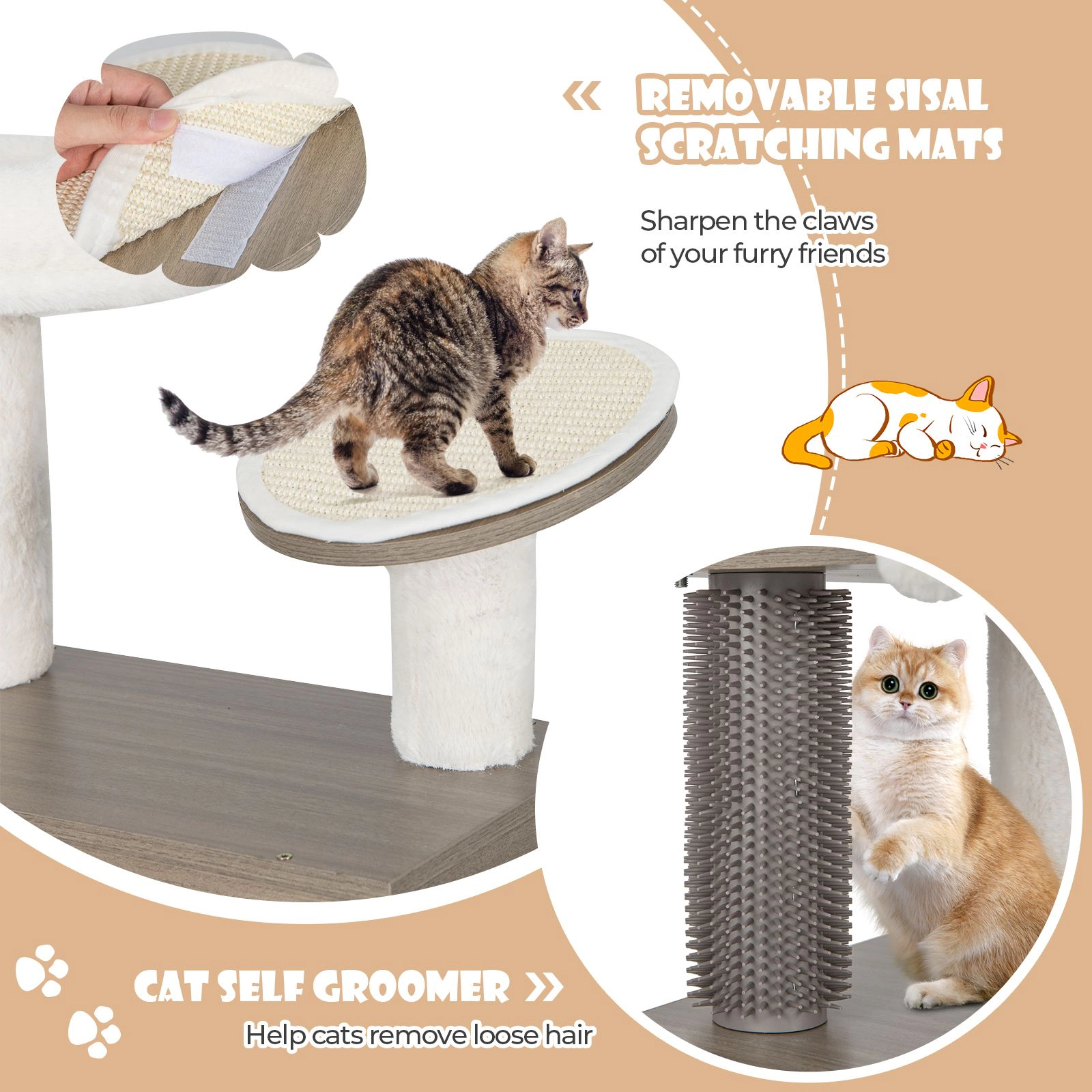 SlickBlue 2-In-1 Unisex Cat Tower with Litter Box and Scratching Board