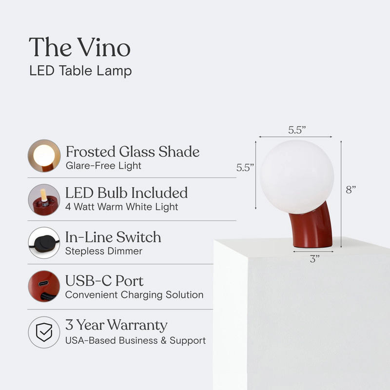 Brightech Vino Glass Globe Desk Lamp