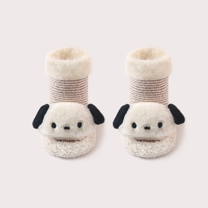 MyKids-USA Thickened Winter Toddler Walking Socks – Mid-Calf Anti-Slip Cartoon Baby Floor Shoe