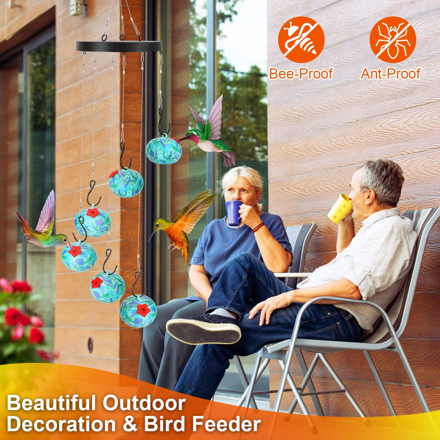 GBruno Wind Chime Hummingbird Feeder With Ant Guard