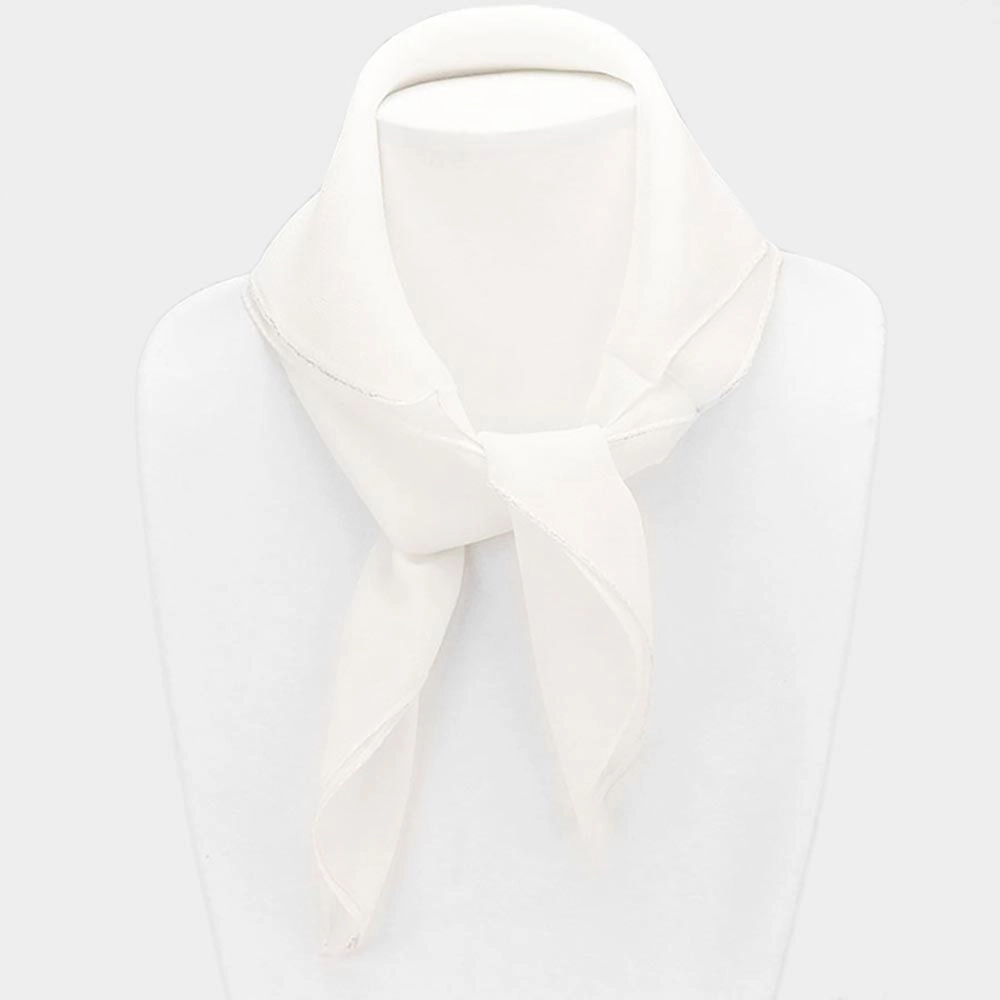 TRUEDAMES Lightweight Silk Square Scarf White