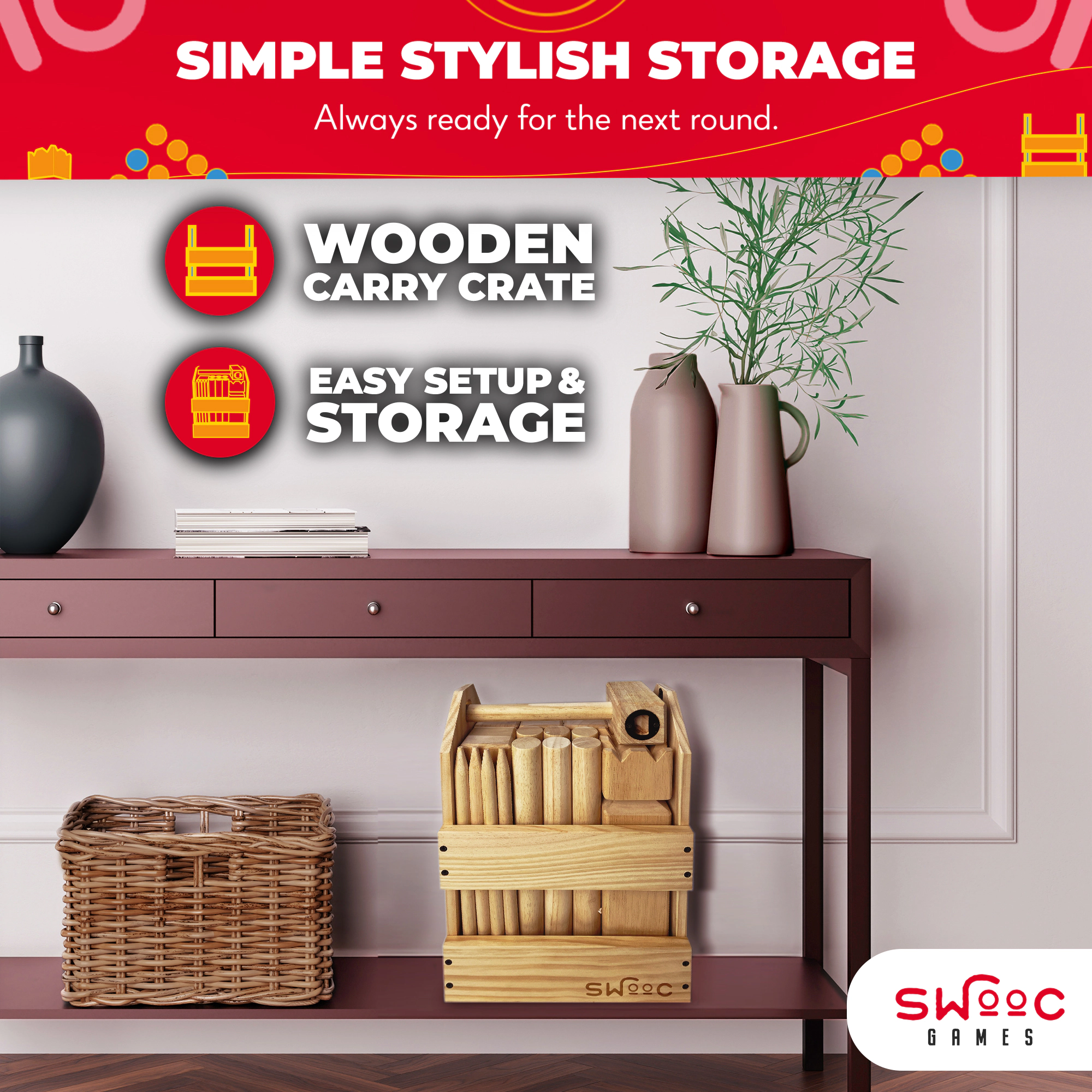 Swooc Games | Kubb Yard Game With Crate