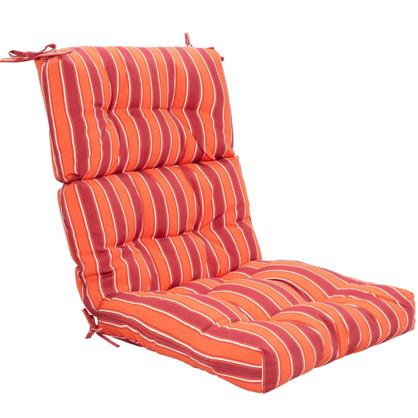 SUGIFT 45.5-in x 22-in Red Tufted High Back Outdoor Patio Chair Cushion with 3-Fold Design and String Ties