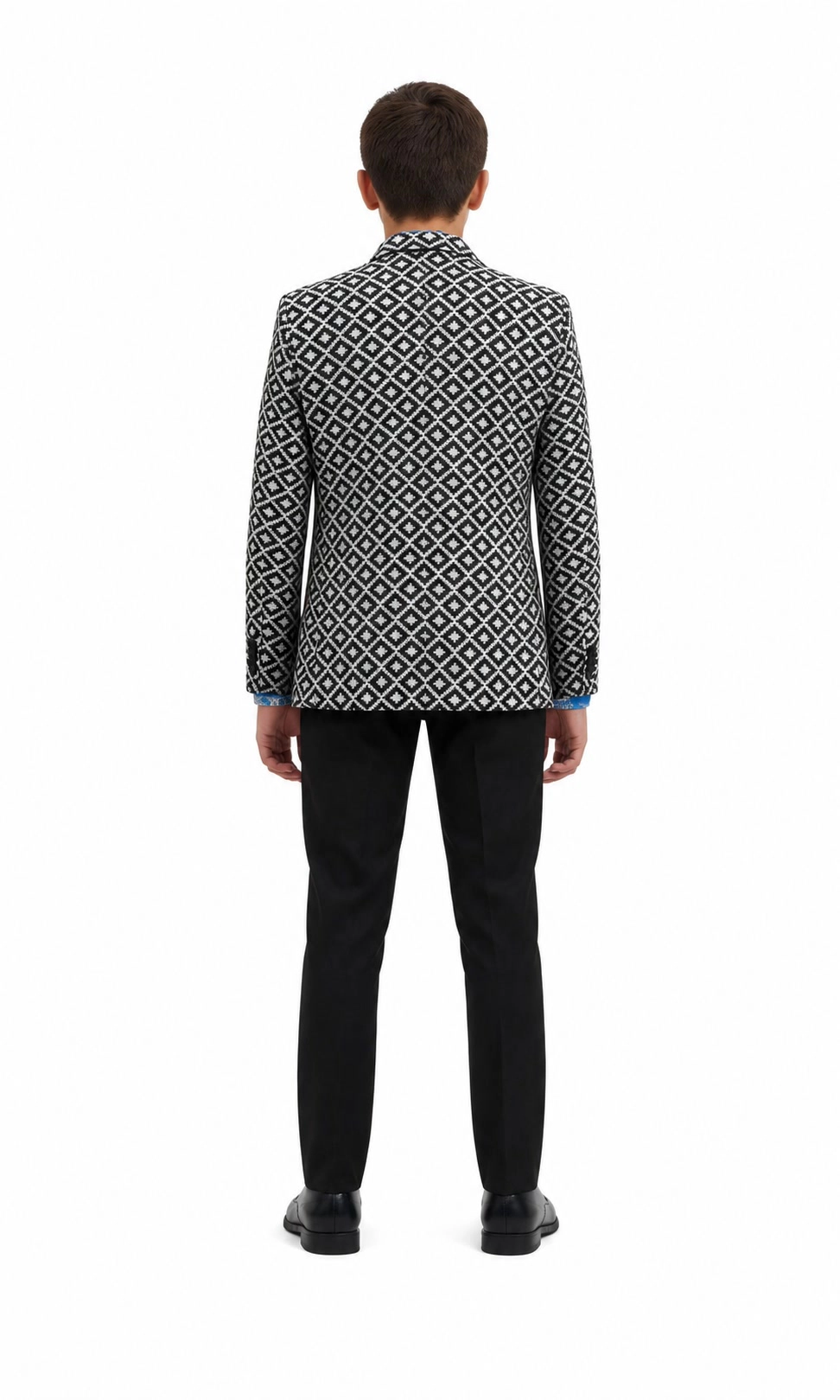 Elie Balleh Boys Slim Fit Stamp Boucle Blazer