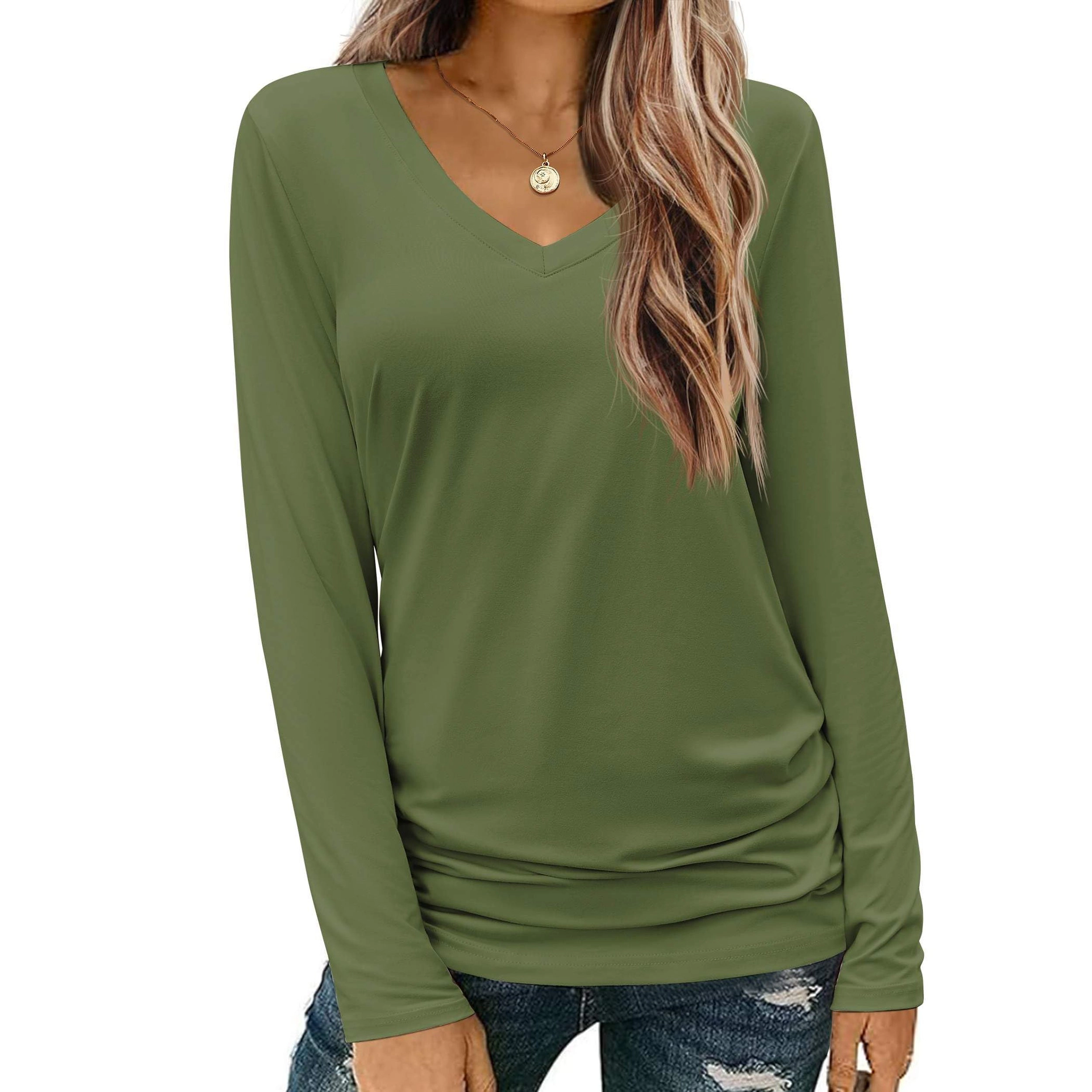 Zeagoo Women V Neck Long Sleeve T Shirt