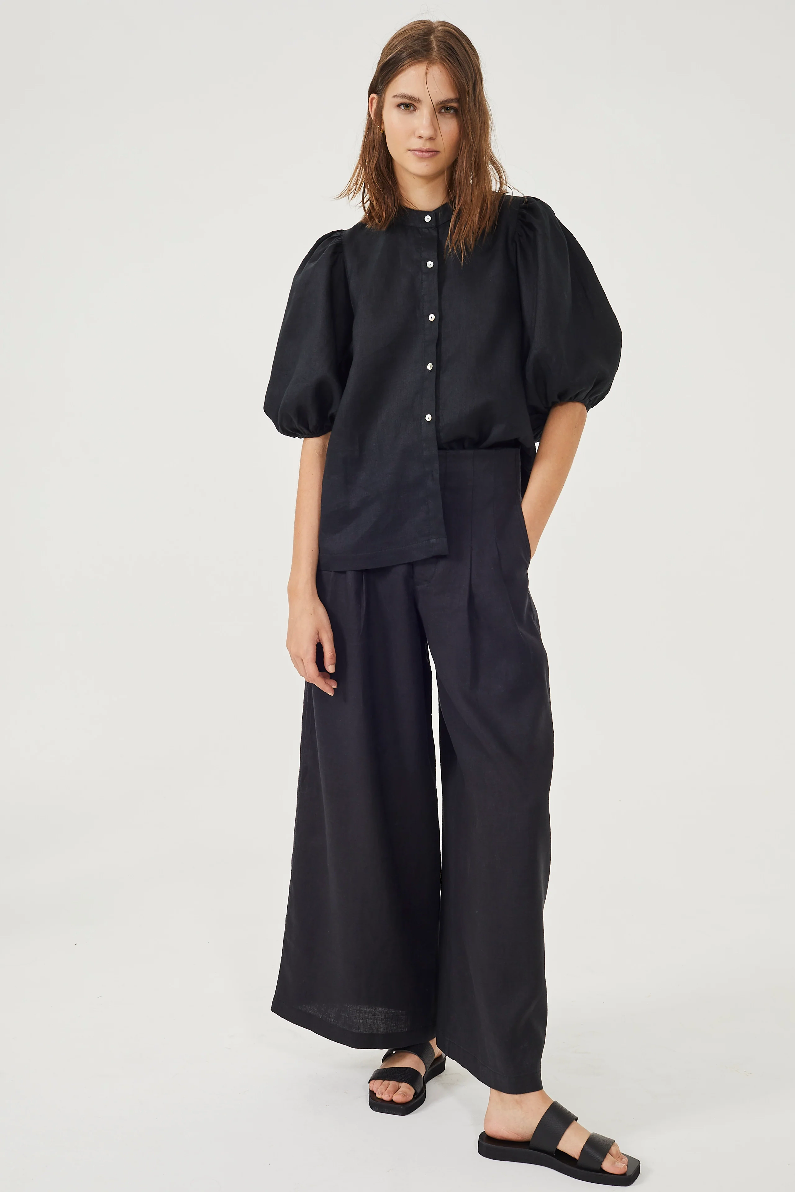 Lanhtropy High-Waisted Culotte Linen Pants