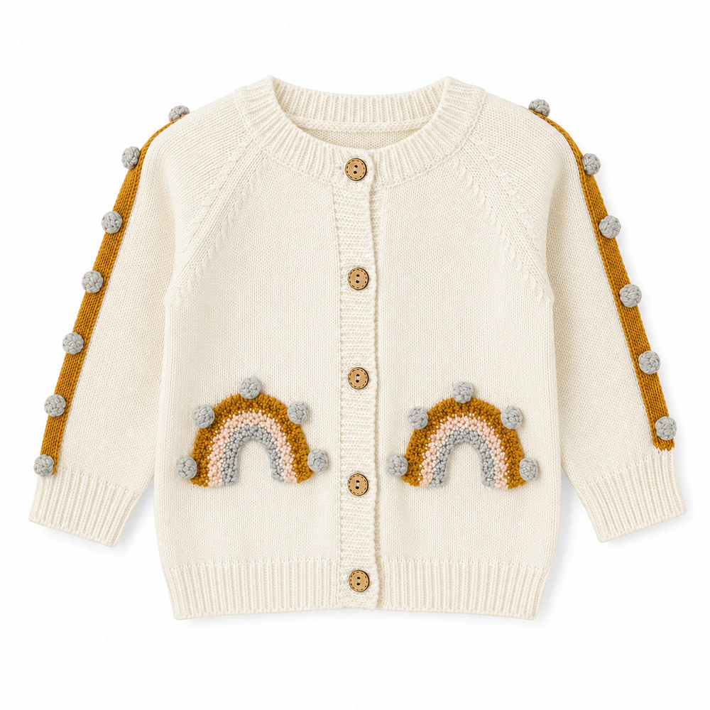 Laurenza's Baby Girls Rainbow Embroidered Cardigan