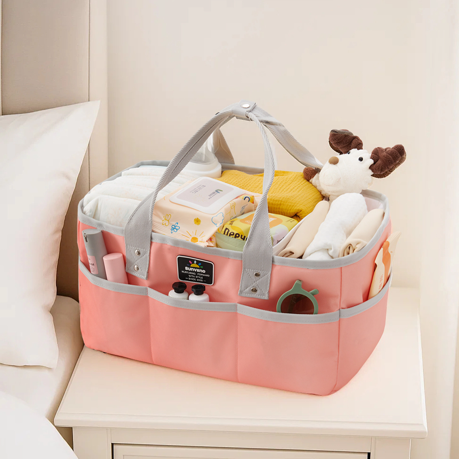 SUNVENO Portable Diaper Caddy Organizer