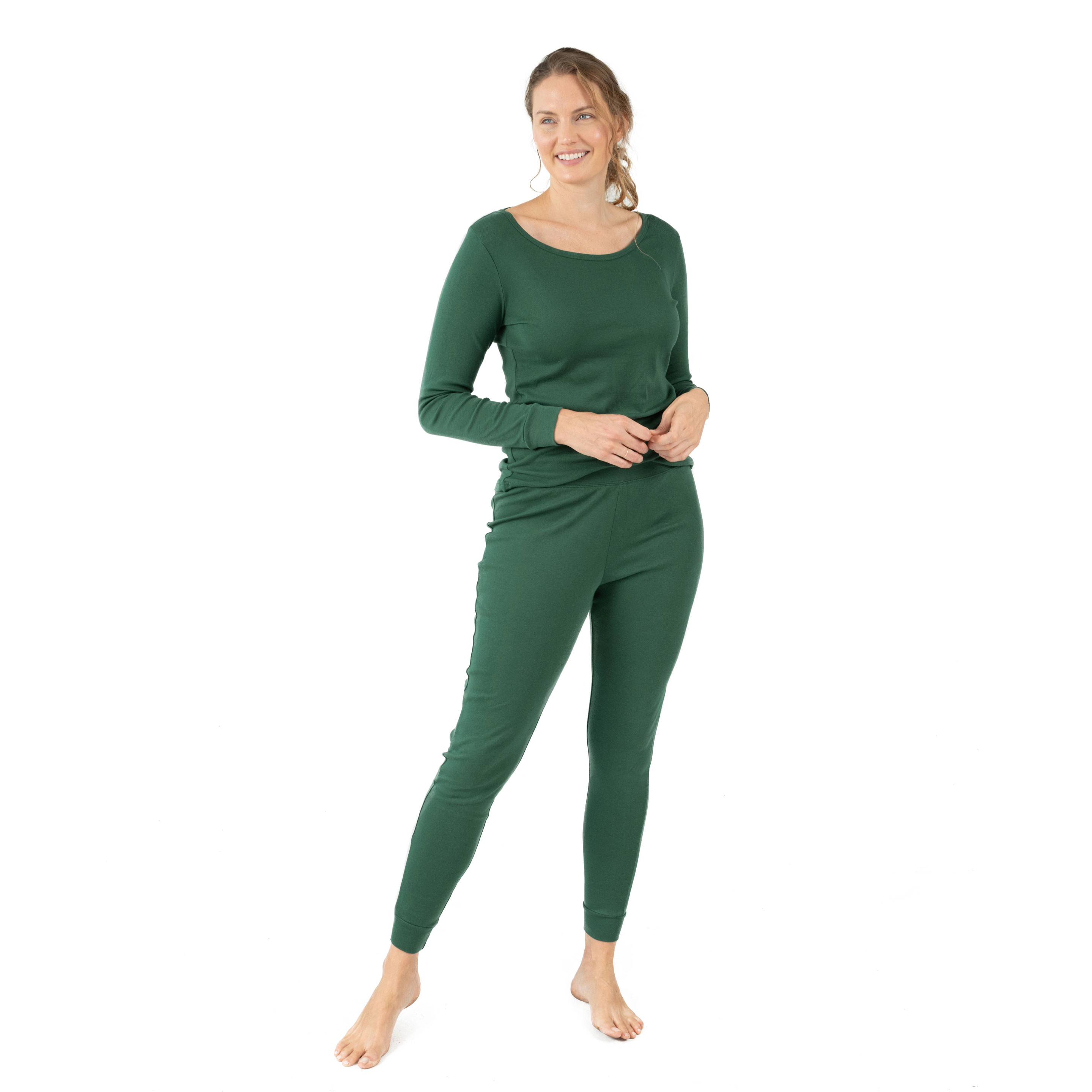 Leveret Womens 2-pc. Boho Solid Long Sleeve Cotton Snug Fit Pajamas