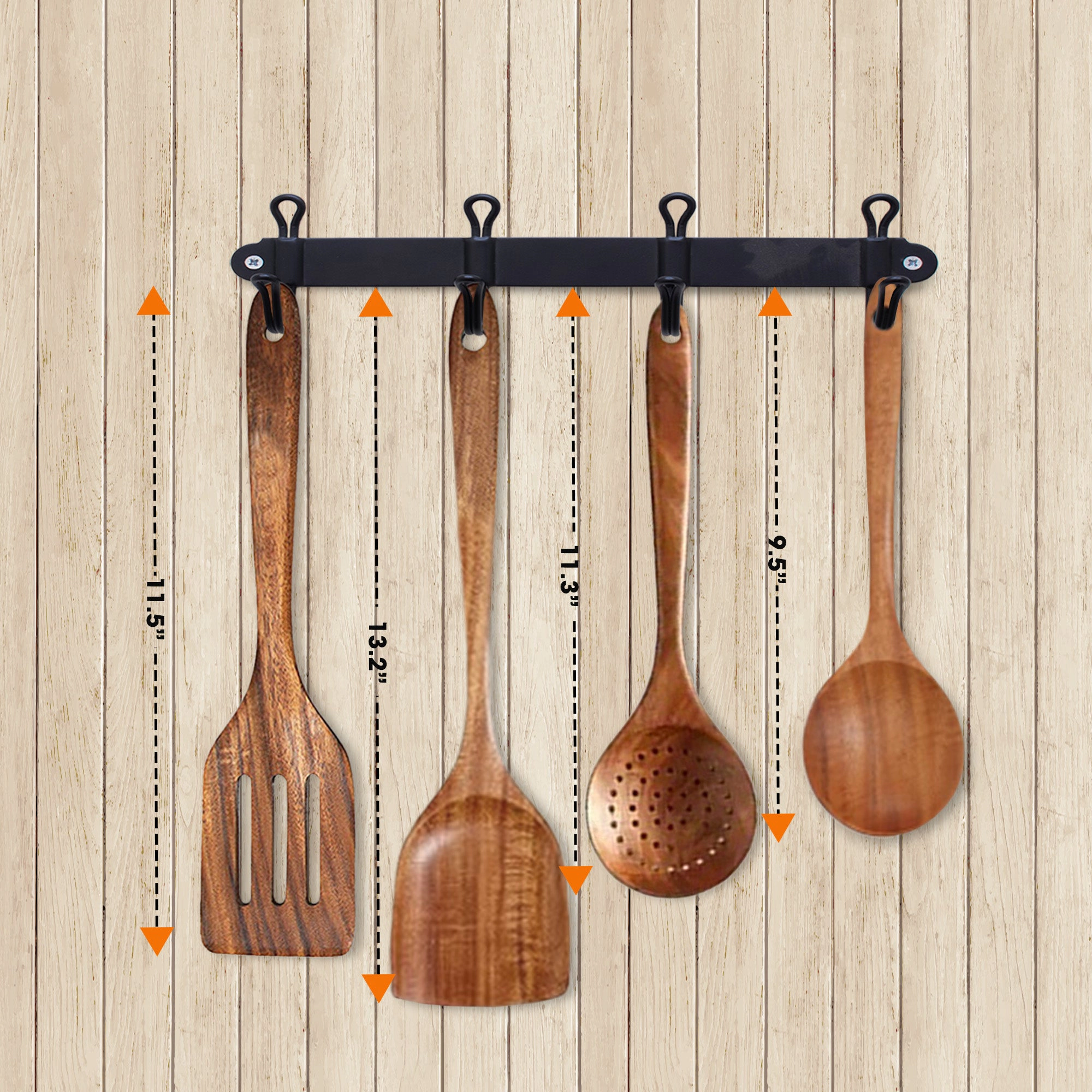Cheer Collection 4-Piece Teak Wood Spatula Set