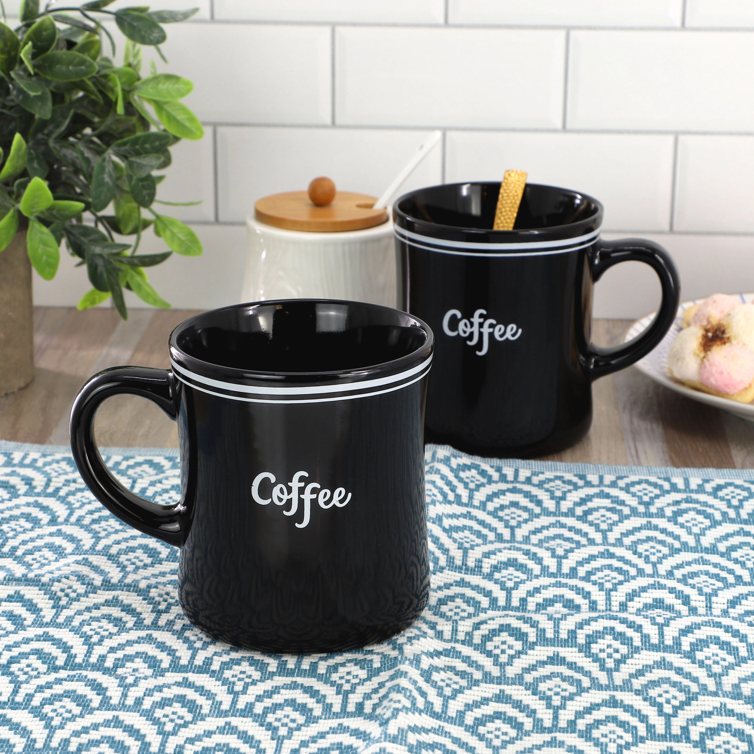 Gibson Homewares 15 Ounce Black Fine Ceramic Mug with 'Coffee' Text