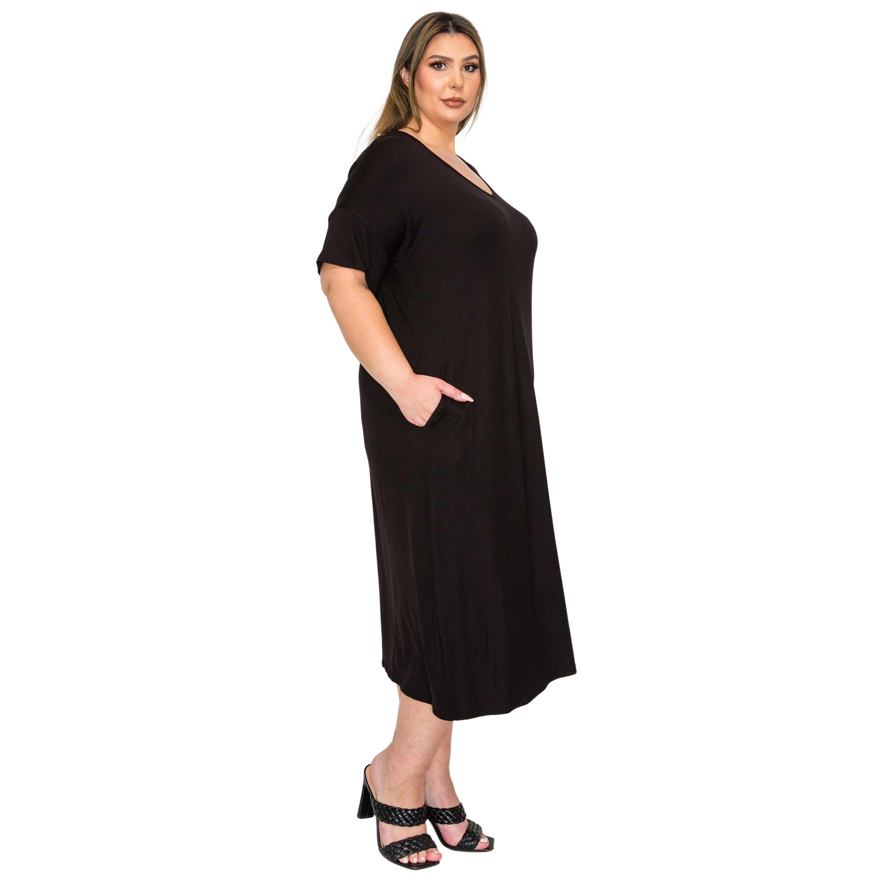 L I V D Women's Plus Olivia Pocket Midi Dress