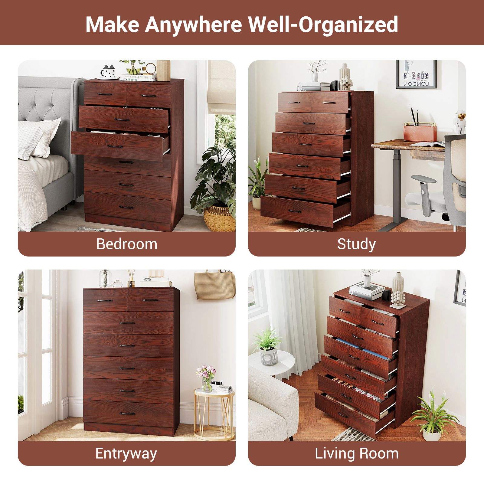 SlickBlue 7-Drawer Vertical Wood Storage Chest Dresser