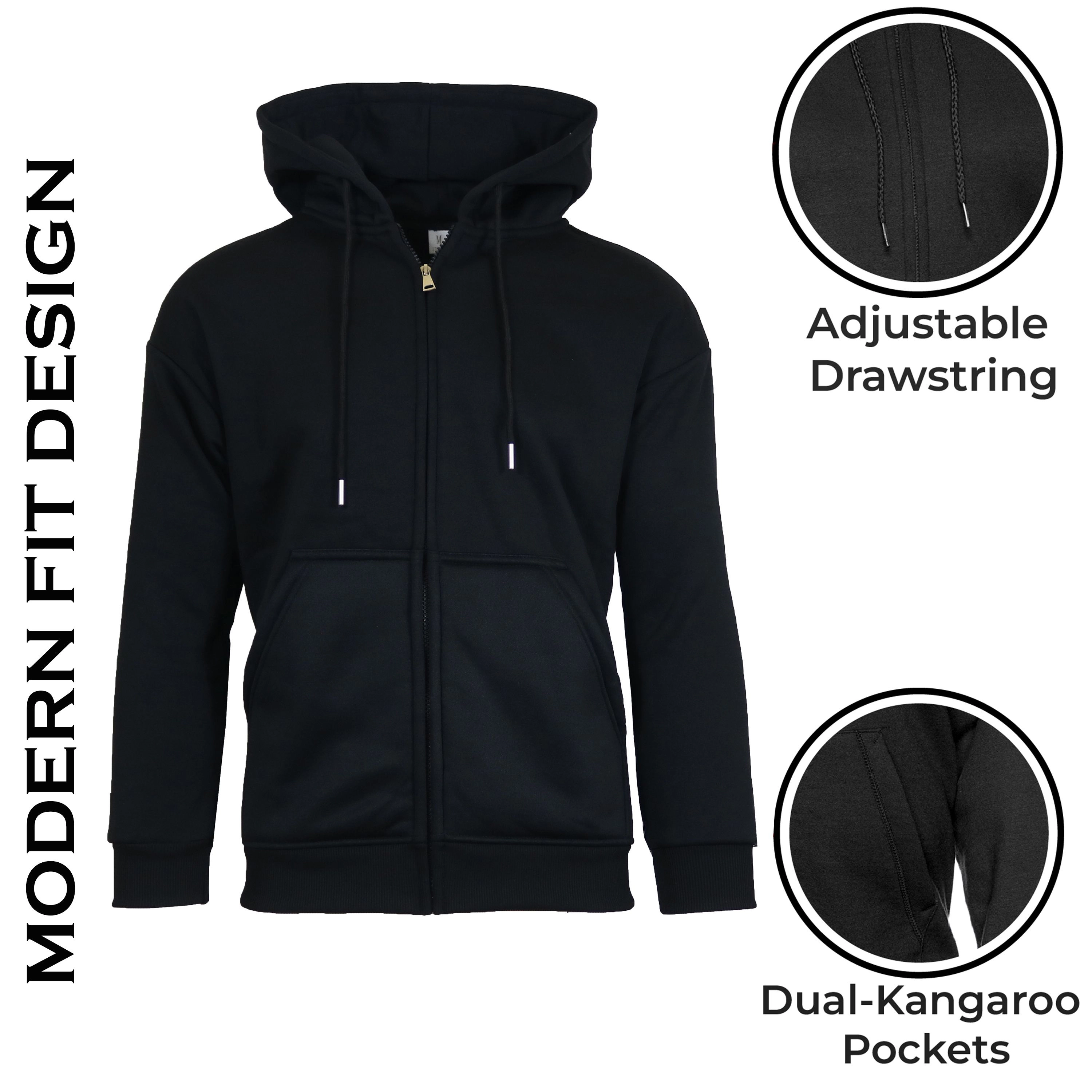 Galaxy Men's Sherpa Lined Full Zip-Up Hoodie Sweatshirt (S-3XL)