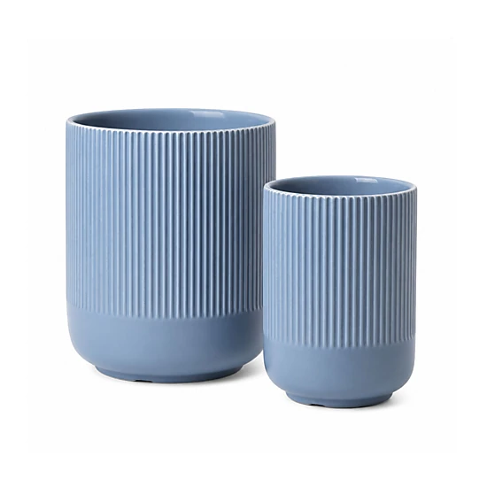 Stock Preferred Pack of 2 Fluted Ceramic Utensil Holder Set Kitchen Counter Organizer