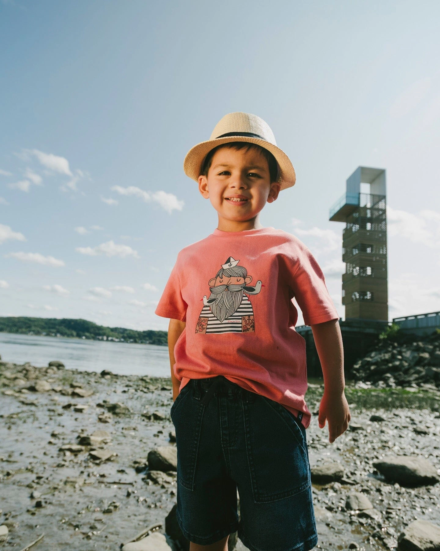 Deux par Boys Organic Cotton Sailor Graphic Short Sleeve T-Shirt