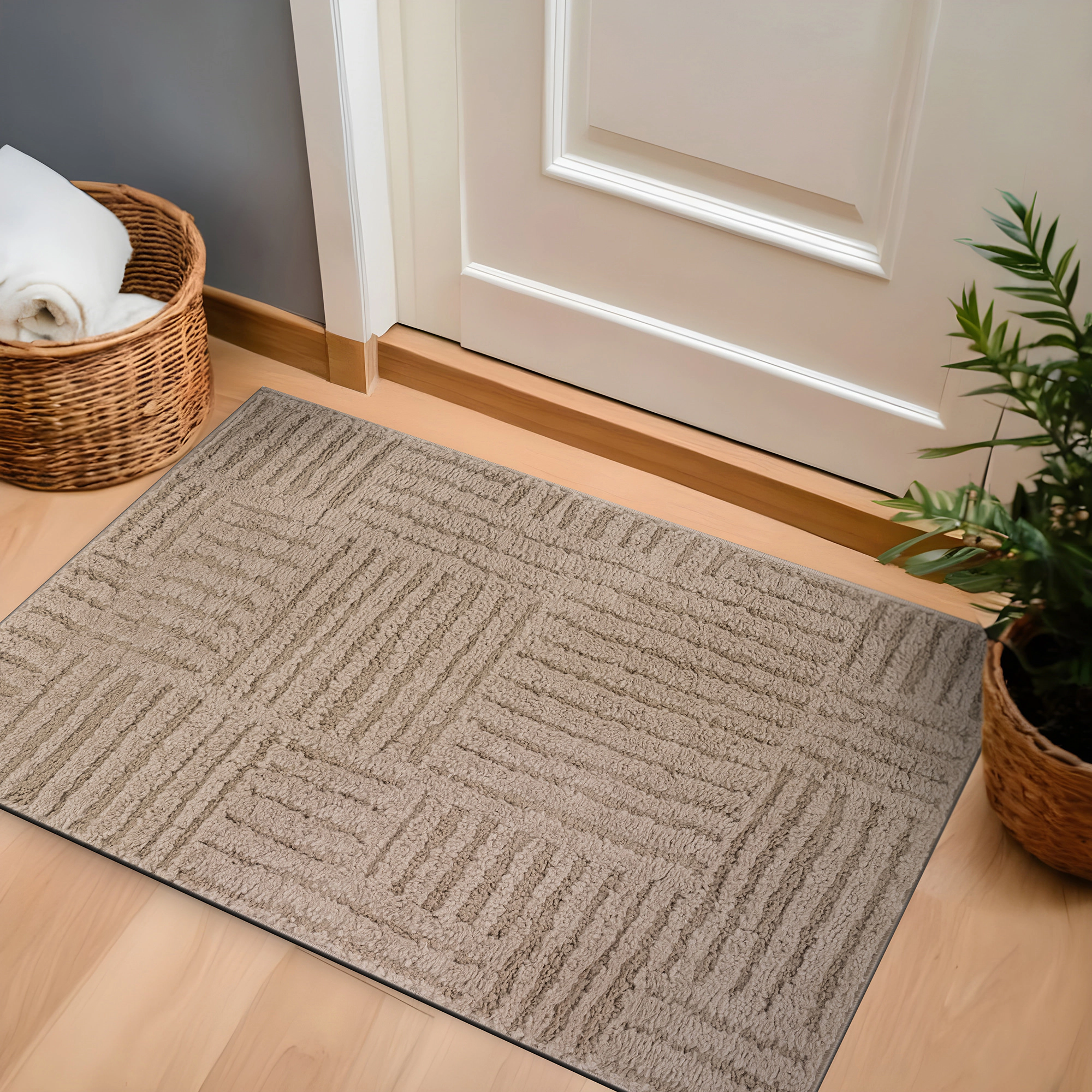 World Rug Gallery Basket Weave Soft Shag High-Low Indoor Area