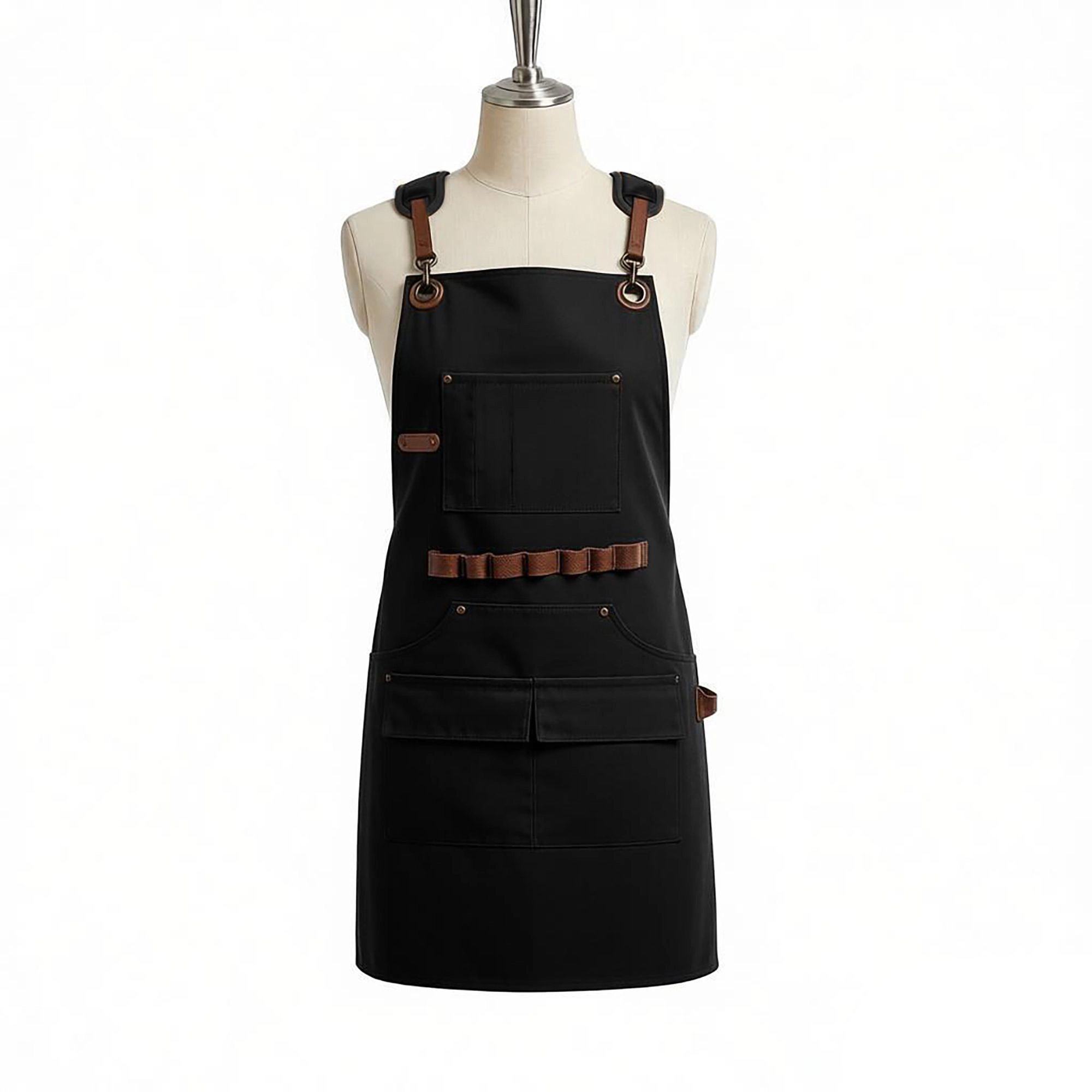Alilang Unisex Canvas Work Apron with Multi Pocket Storage Adjustable Cross Back Straps Utility