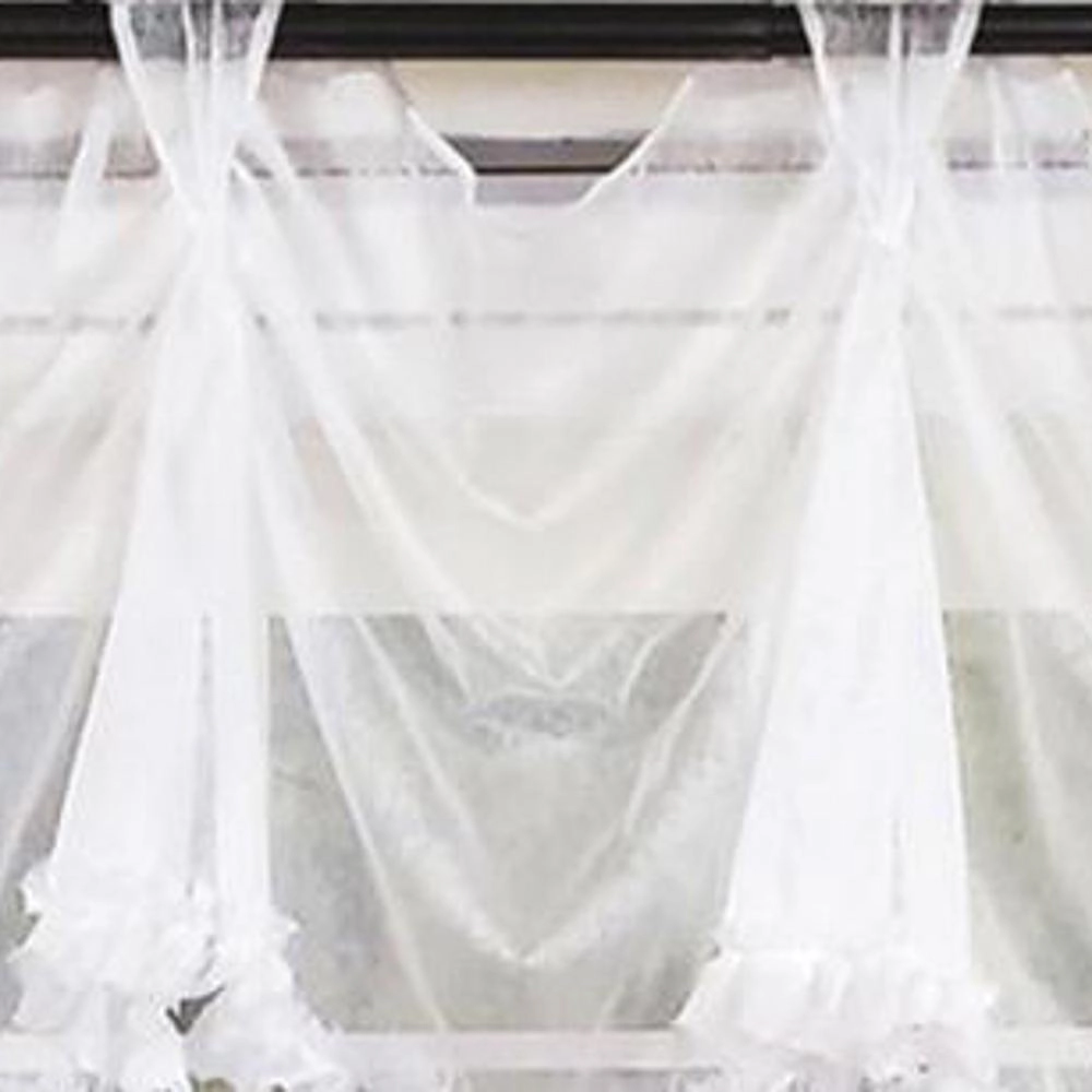 RLF Home Luxurious Modern Design Classic Sheers Victory Swag 3-Scoop Window Valance 50" x 25" White