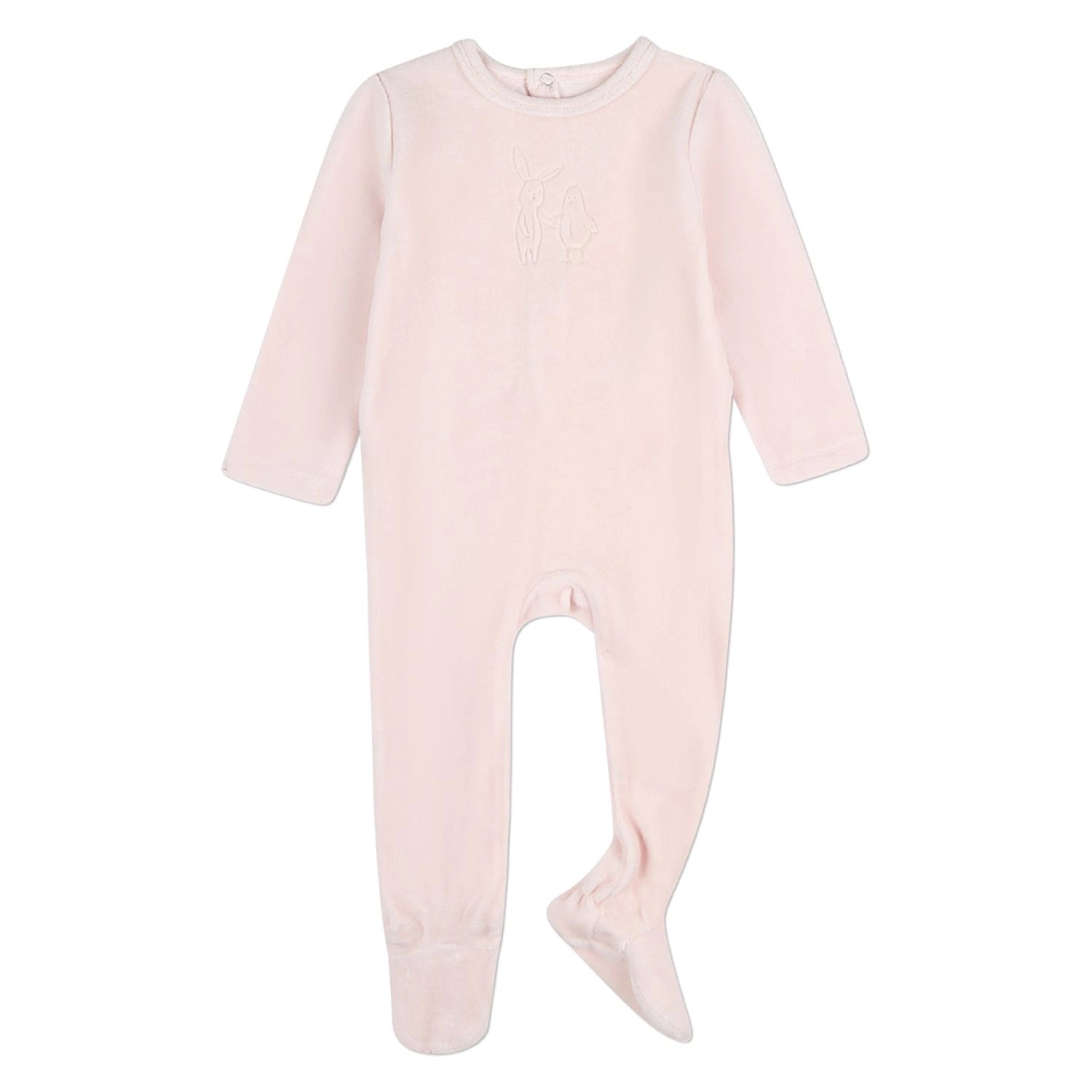 MeMoi Baby "Bunny Meets Chick" Plush Embossed Cotton-Rich Velour Footie