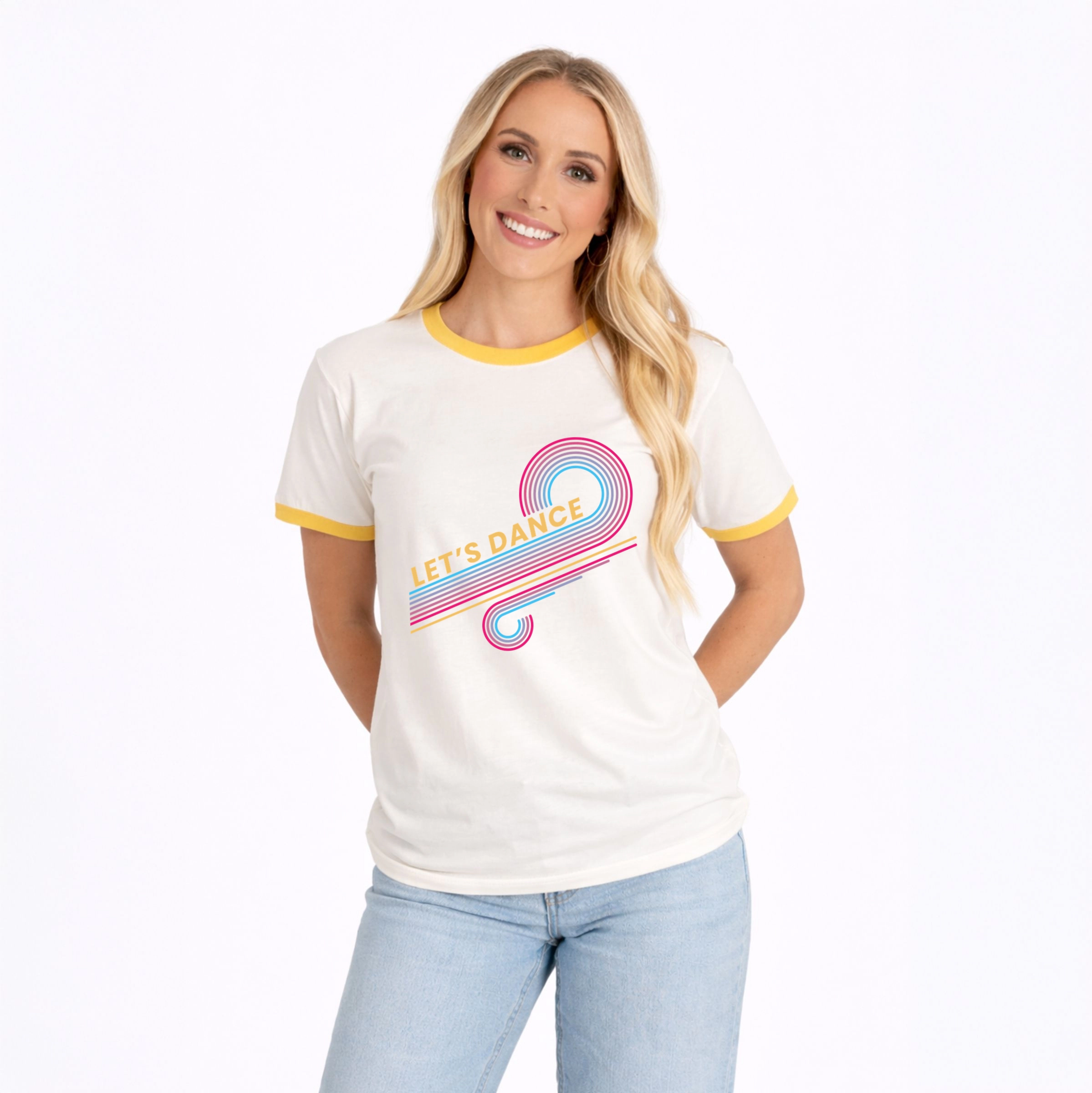 Simply Sage Market - Women's Ringer Graphic T-Shirt Let's Dance Swirls