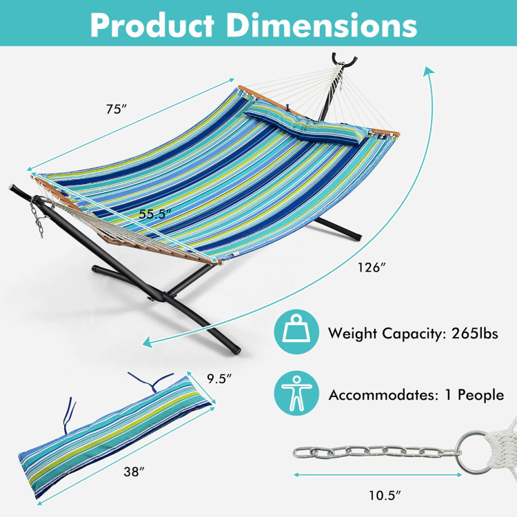 Hivvago Patio Hammock Foldable Portable Swing Chair Bed with Detachable Pillow