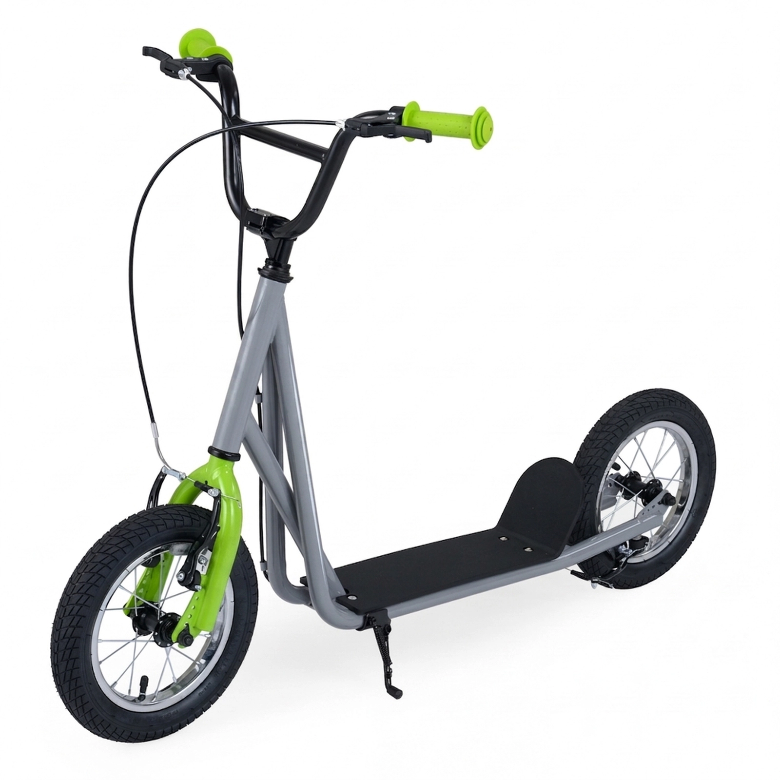 SUGIFT Kids Gray Kick Scooter with 12-in Air-Filled Wheels and Dual V-Brakes 33-in to 35-in H 165-lb Rider Capacity