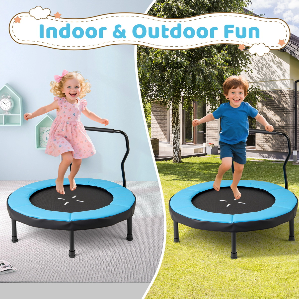 SUGIFT Blue Foam Handle for Indoor and Outdoor Fitness 40 Inch Kids Trampoline