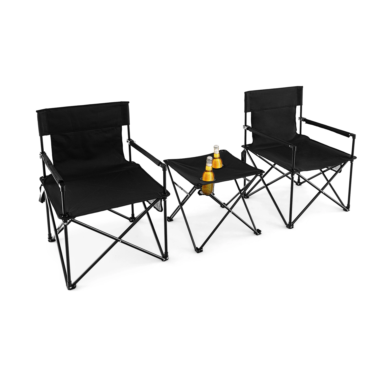 SUGIFT 400-lb Capacity Folding Camping Chairs and Table Set with Cup Holder Side Pockets and Carry Bag