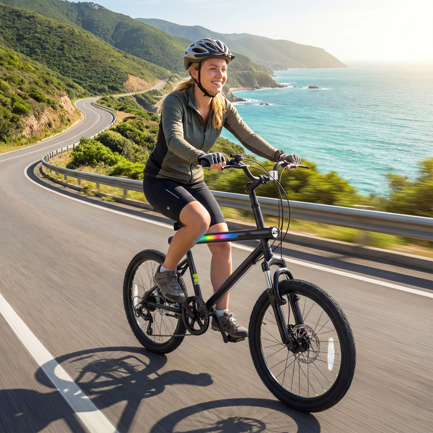 LJG Kids 20 Inch Commuter Bicycle LED-Lit with 6-Speed Shimano Twist Shifting and Stereo Speakers