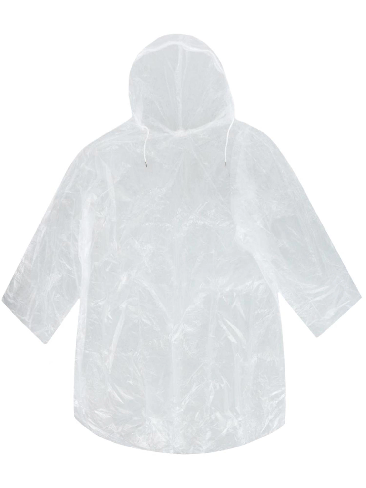 CTM Adult Clear Rain Poncho with Drawstring Hood