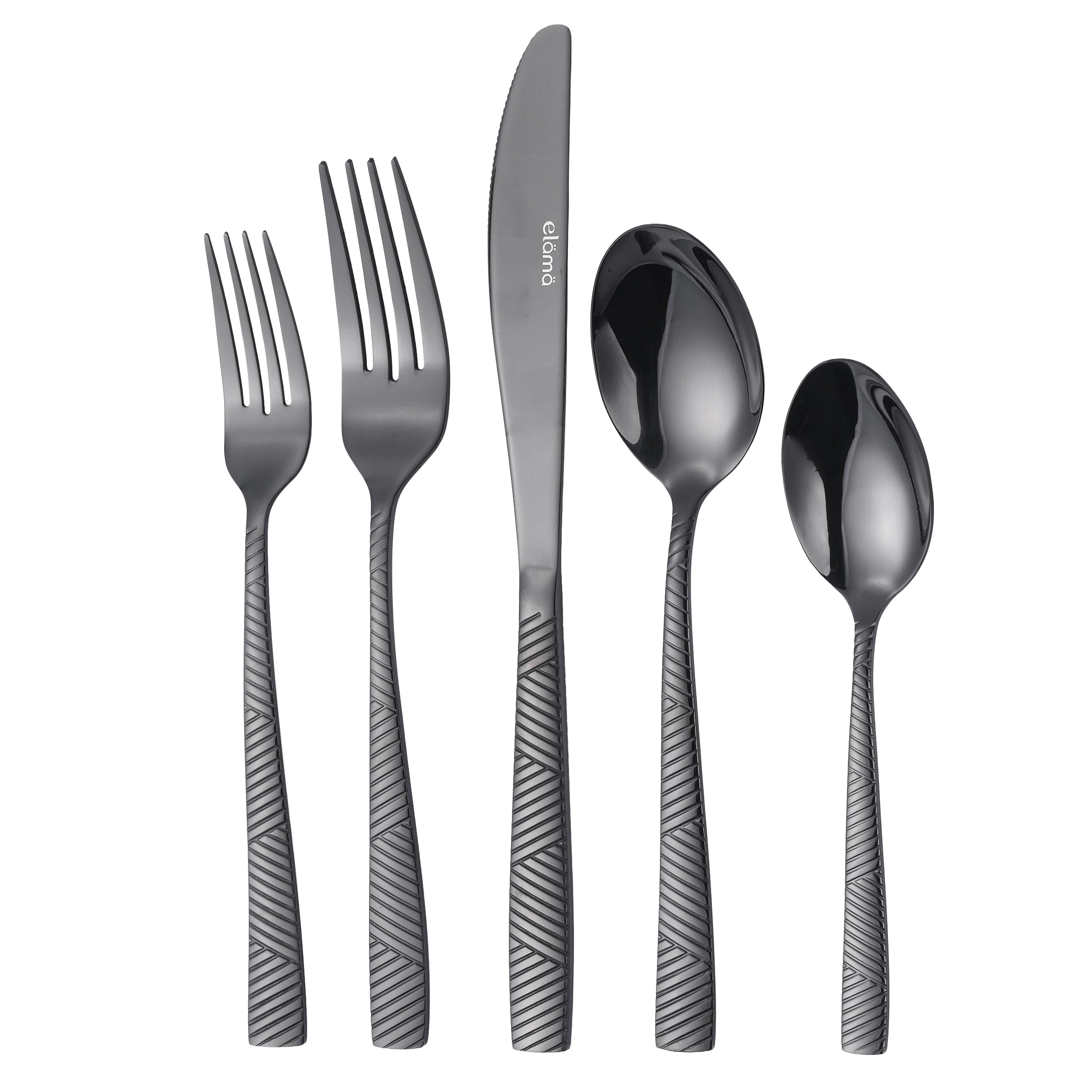 Elama Maya 40 Piece Mirror Polished Stainless Steel Flatware Set