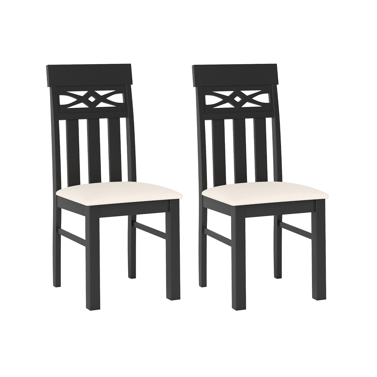 LJG Dining Chairs Set of 2 High Back Dining Room Chairs with Padded Seat and Rubber Wood Frame