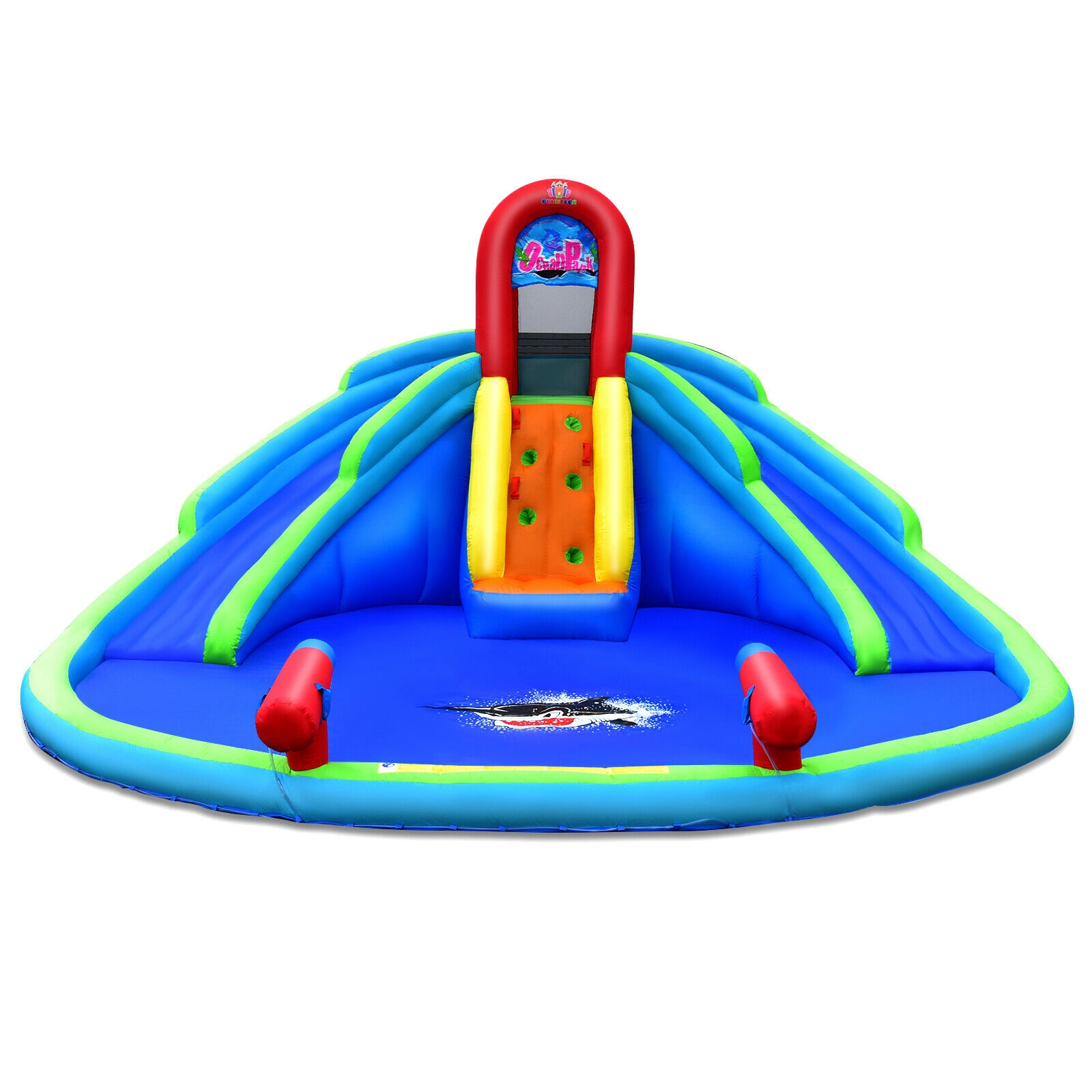 SUGIFT 216-in 300-lb Capacity Inflatable Water Slide Bounce House with 2 Slides Climbing Wall and Splash Pool