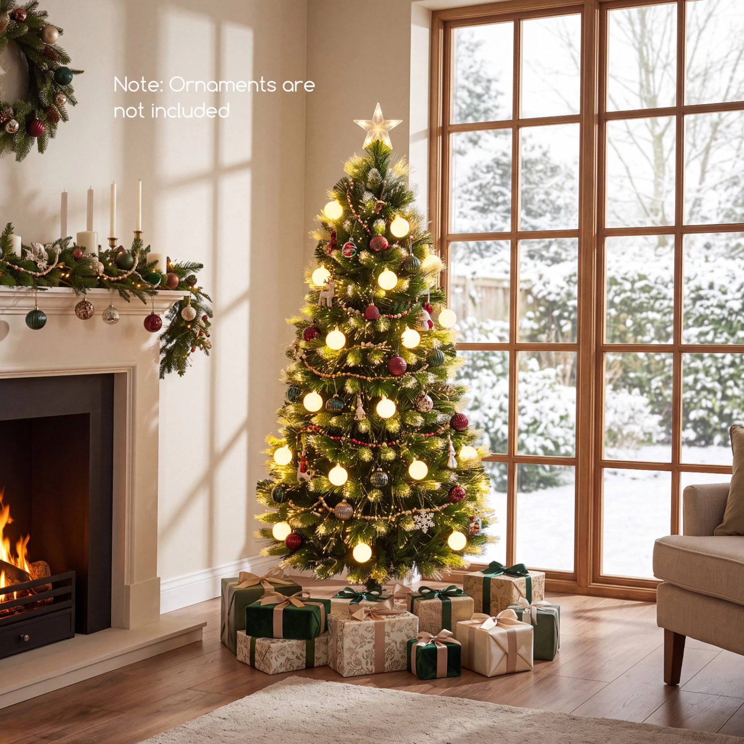 LJG 5 FT Pre-Lit Artificial Christmas Tree with Dazzling Optical Fibers