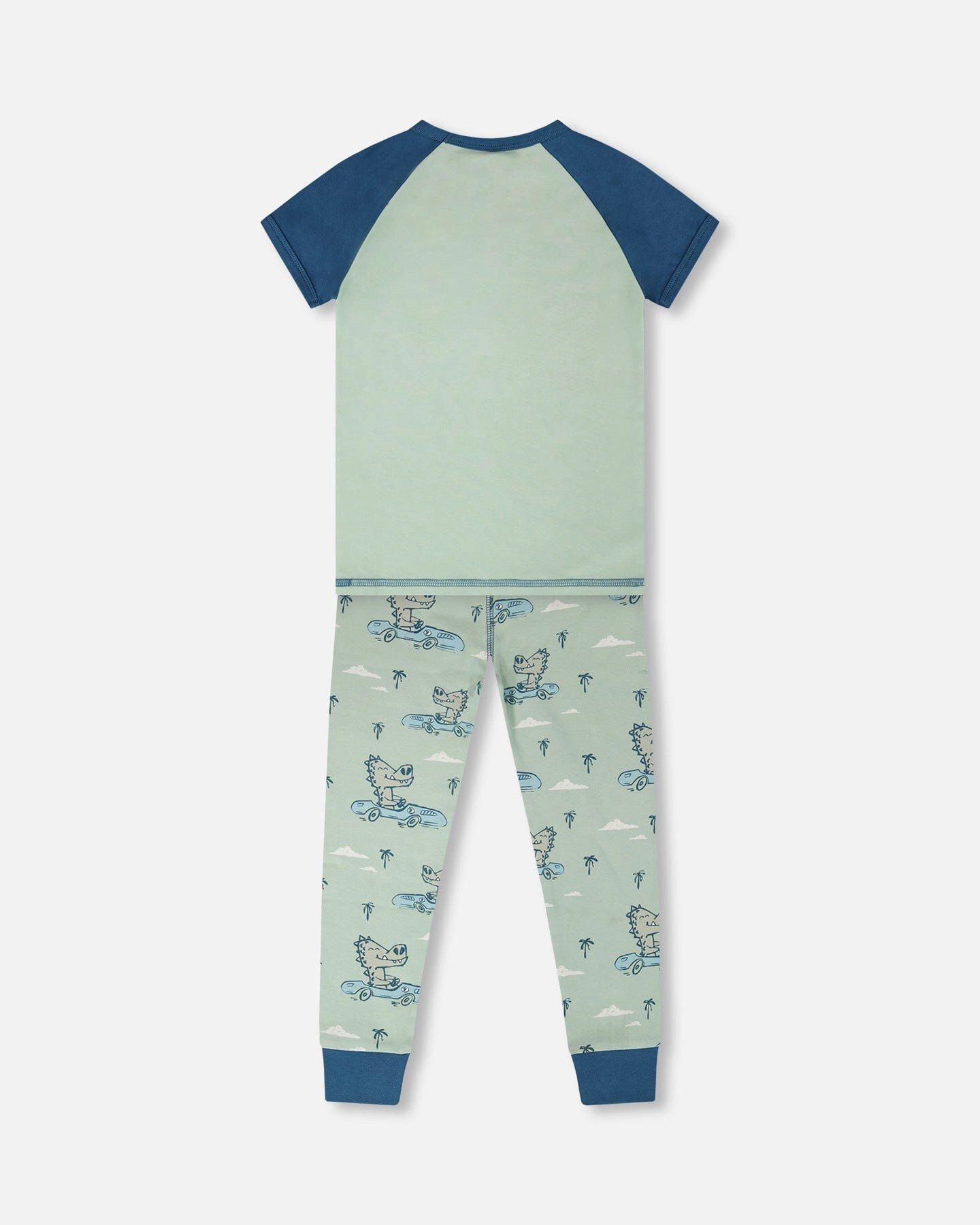 Deux par Boys Organic Cotton Two-Piece Pyjama Set Green Crocodile Print