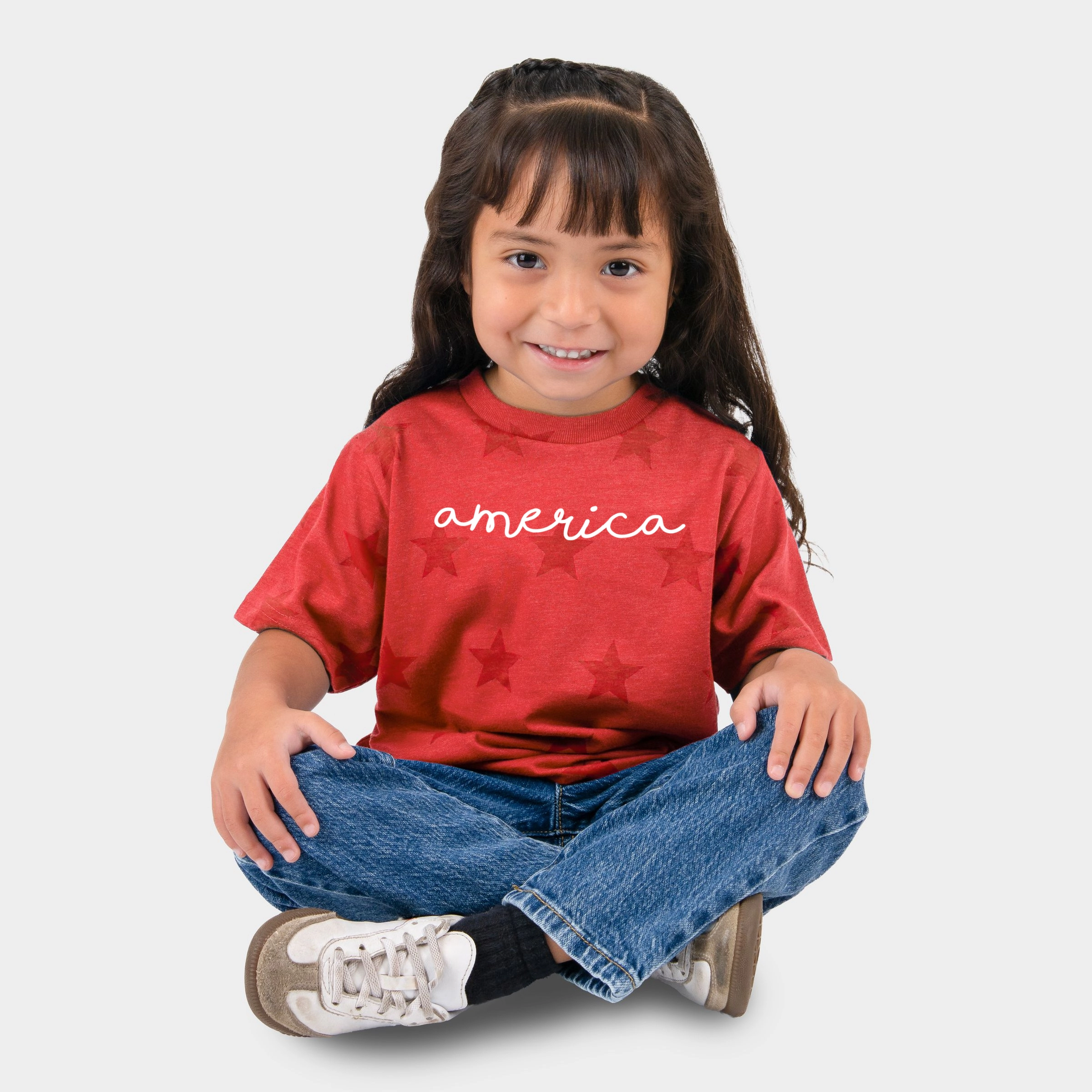 The Juniper Shop - America Cursive Toddler Short Sleeve Star Tee