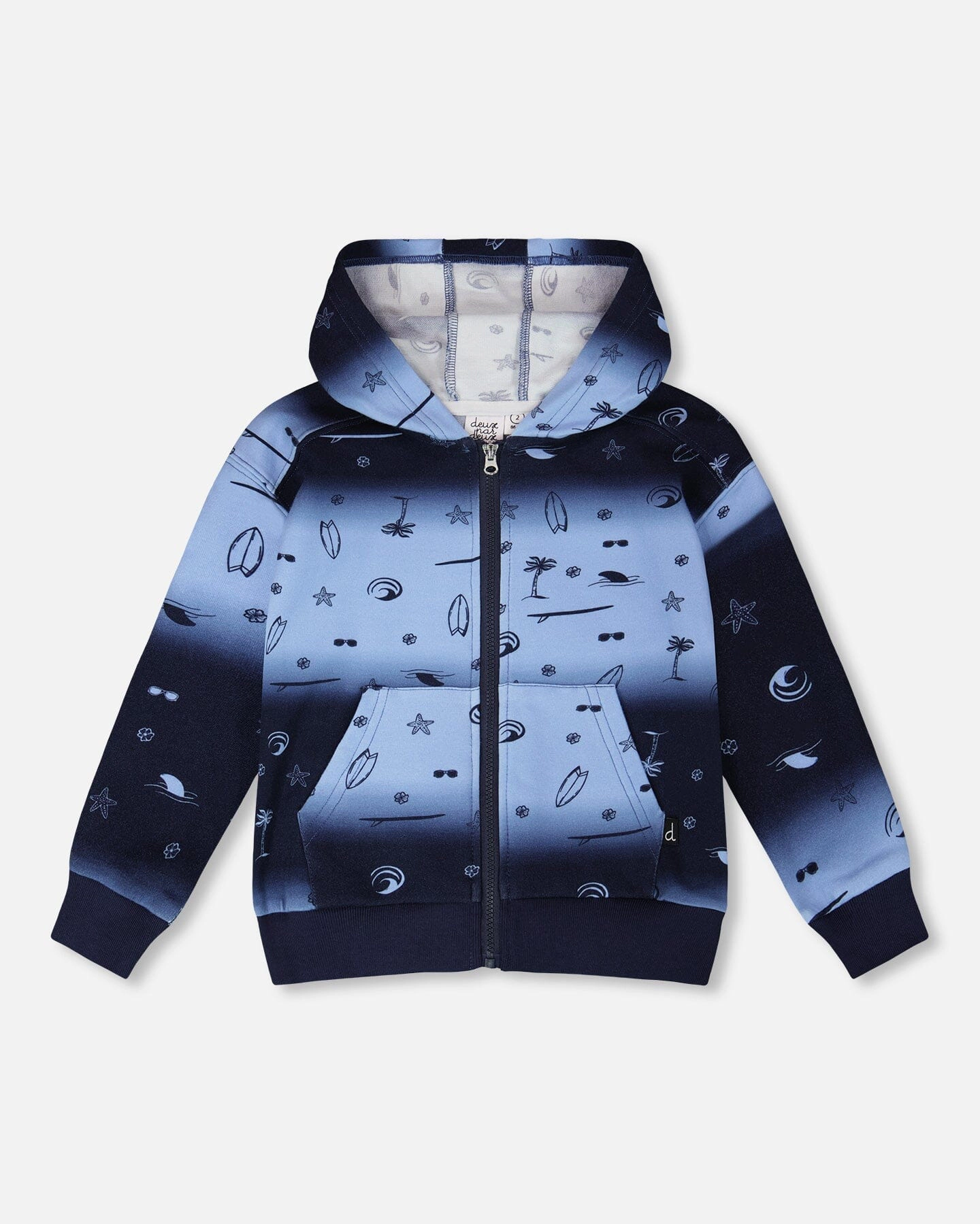 Deux par Boys Hooded French Terry Cardigan Gradient