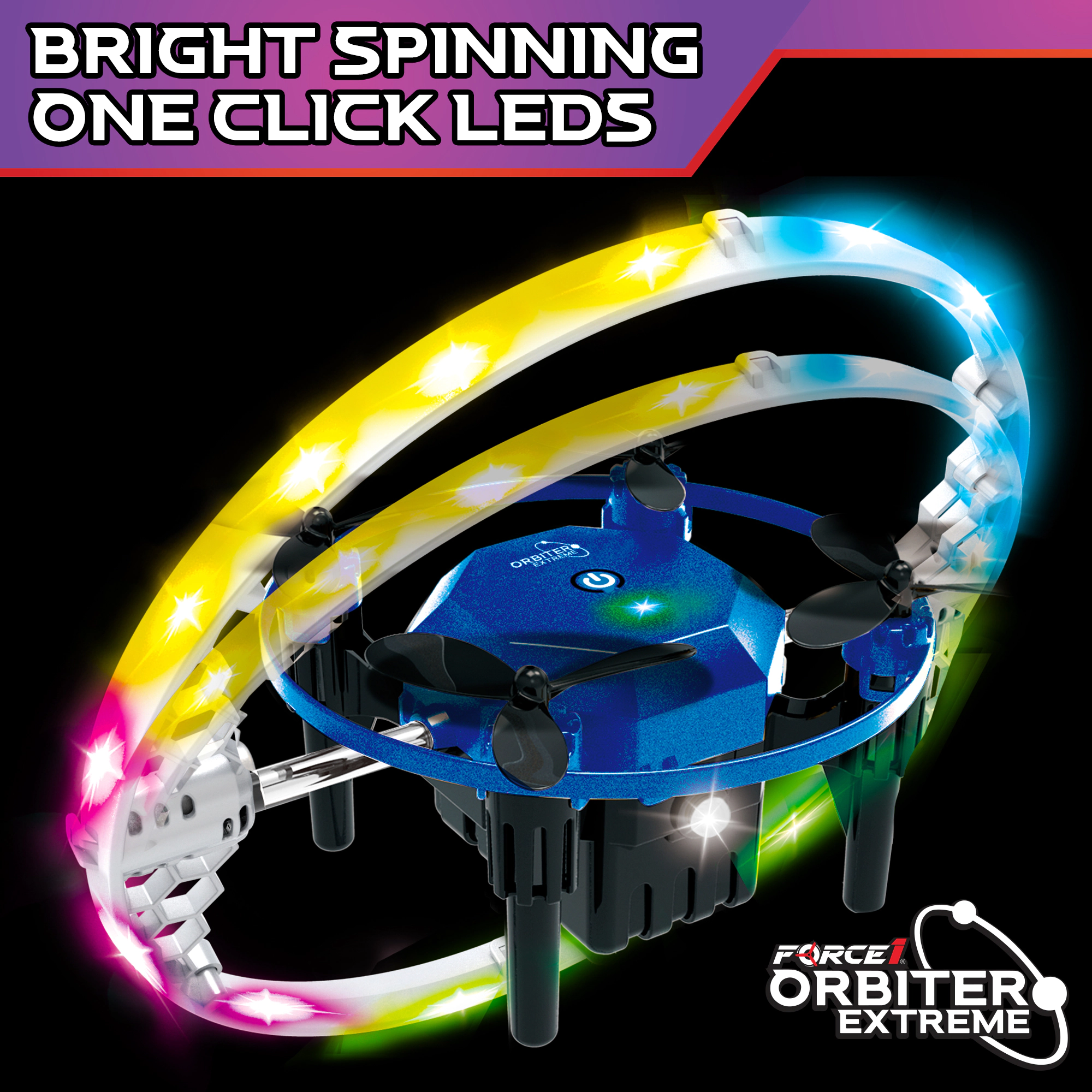 Force1 Obiter Extreme RC Aerial Drone with 360 Spins, Stunts, Bright LEDs, Brushless Motors, Toy for Kids & Adults