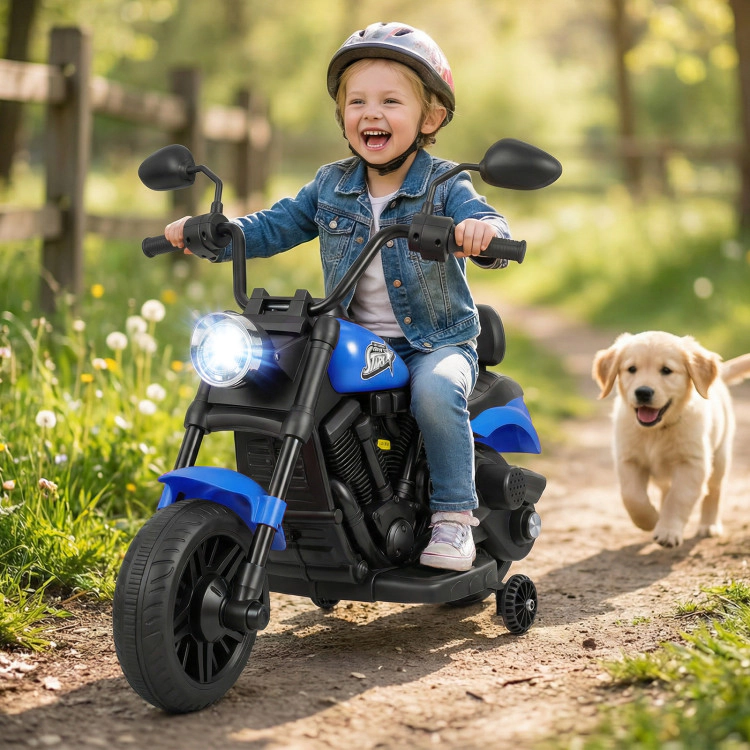 Hivvago 6V Kids Motorcycle with Headlight and Music Training Wheels