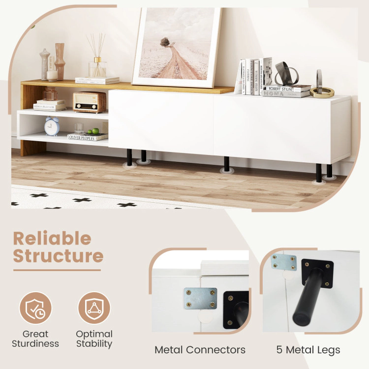 Hivvago Modern Tv Stand For 80 Inches Tvs With Storage Shelves And Cabinets