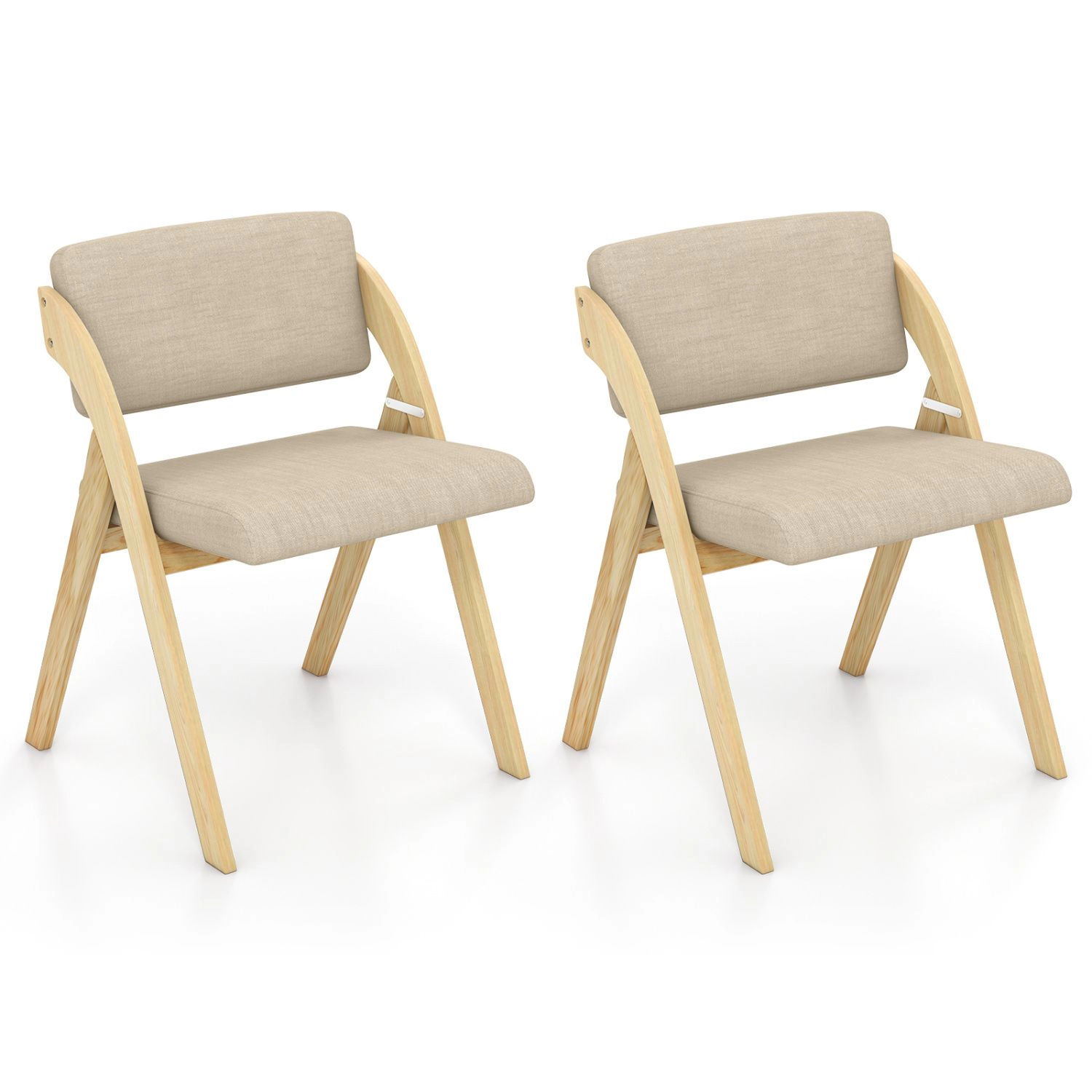 SlickBlue Unisex Set of 2 Folding Dining Chairs with Rubber Wood Legs