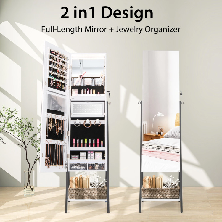 Hivvago Jewelry Storage Cabinet with Full-Length Mirror