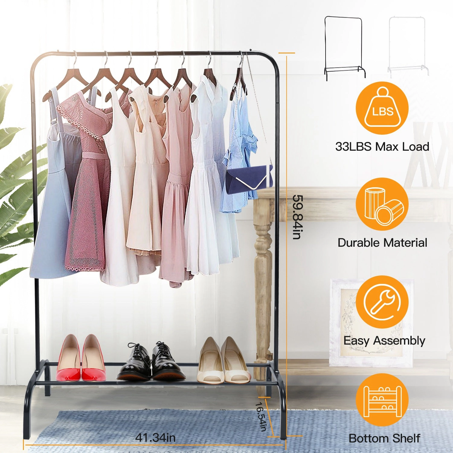 GBruno Iron Freestanding Garment Rack With Shelf