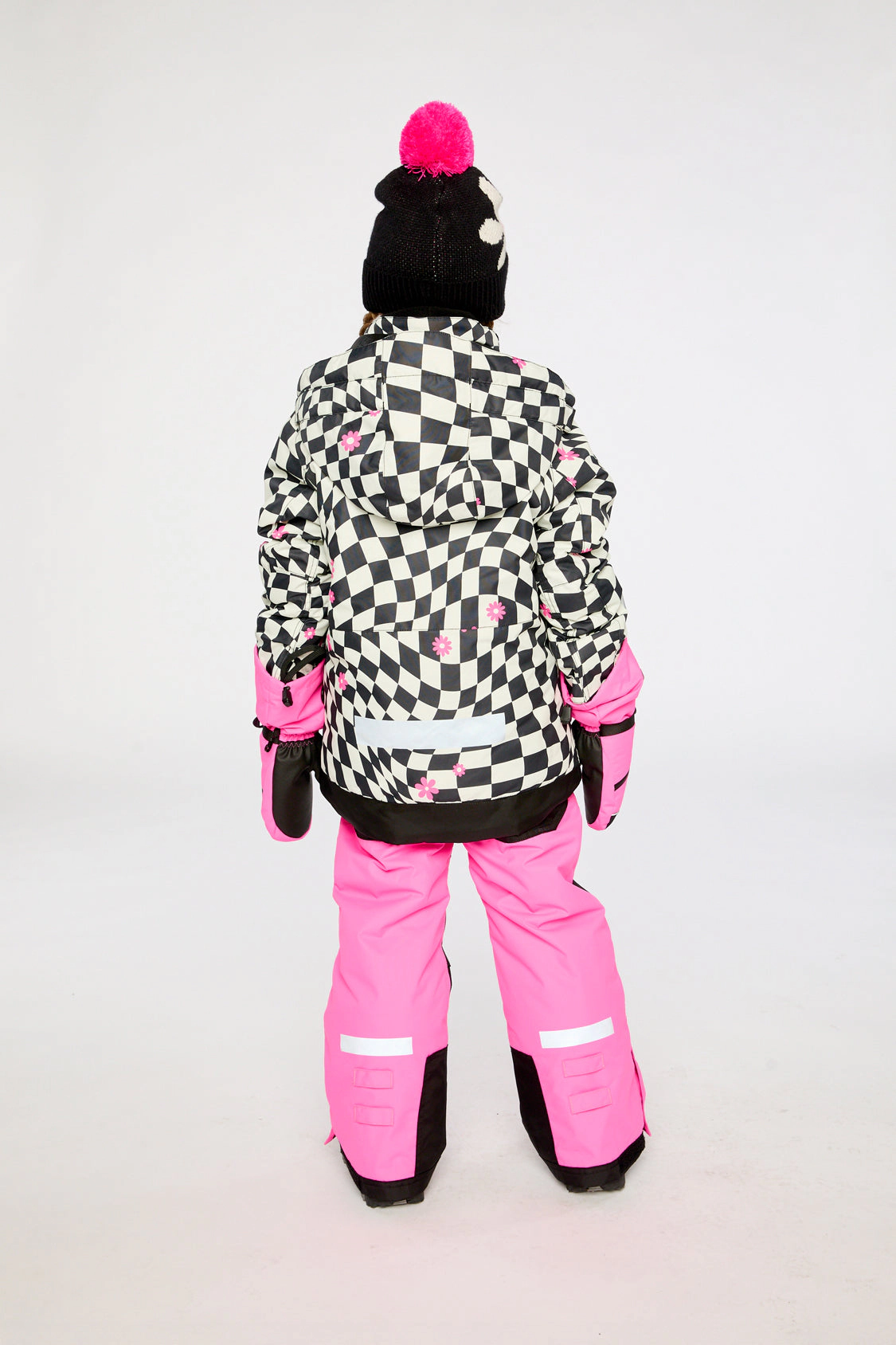 Deux par Girls Two Piece Teknik Checkered Print Snowsuit with Hooded Jacket and Snow Pants