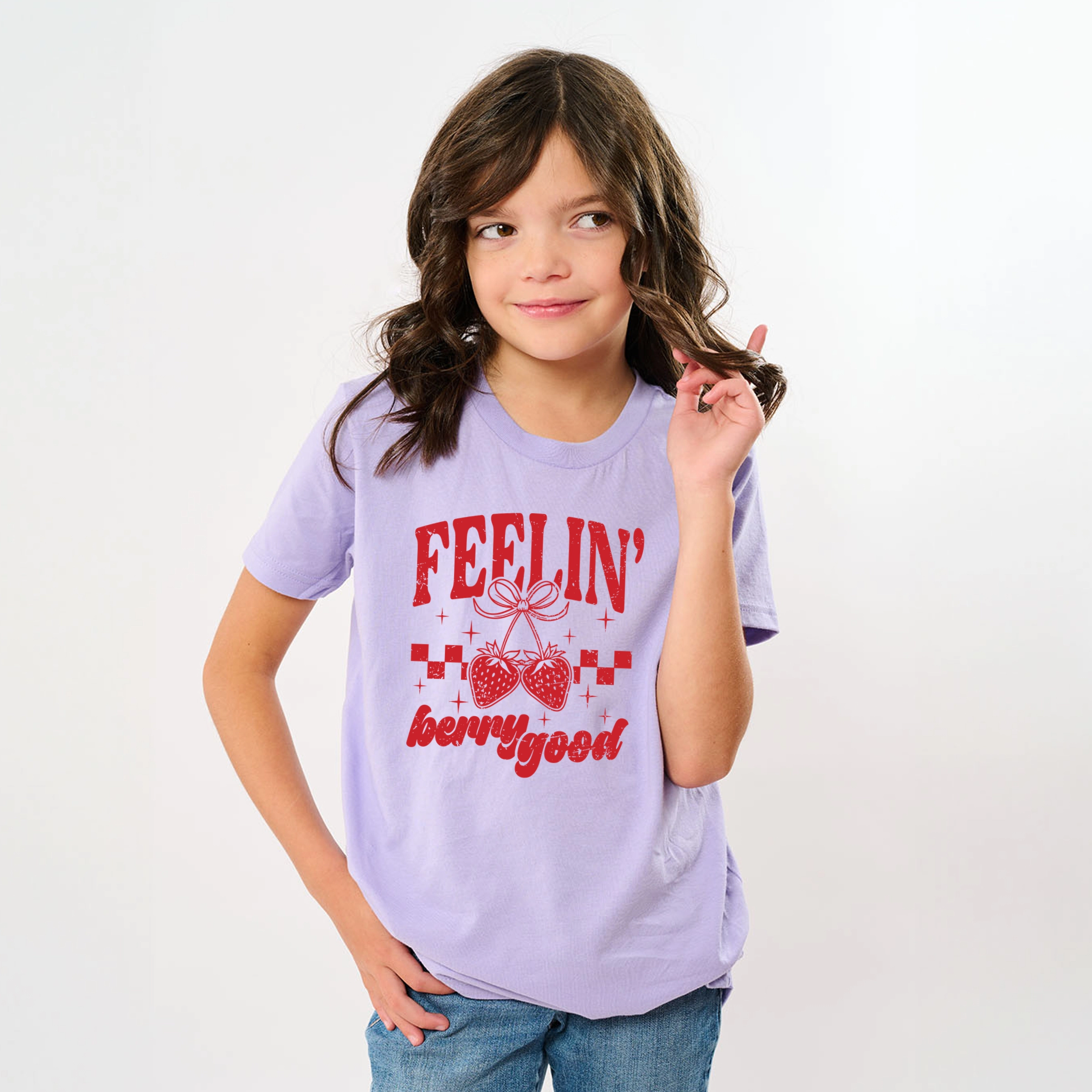 The Juniper Shop - Feelin' Berry Good Checkered Youth Short Sleeve Graphic T-Shirt