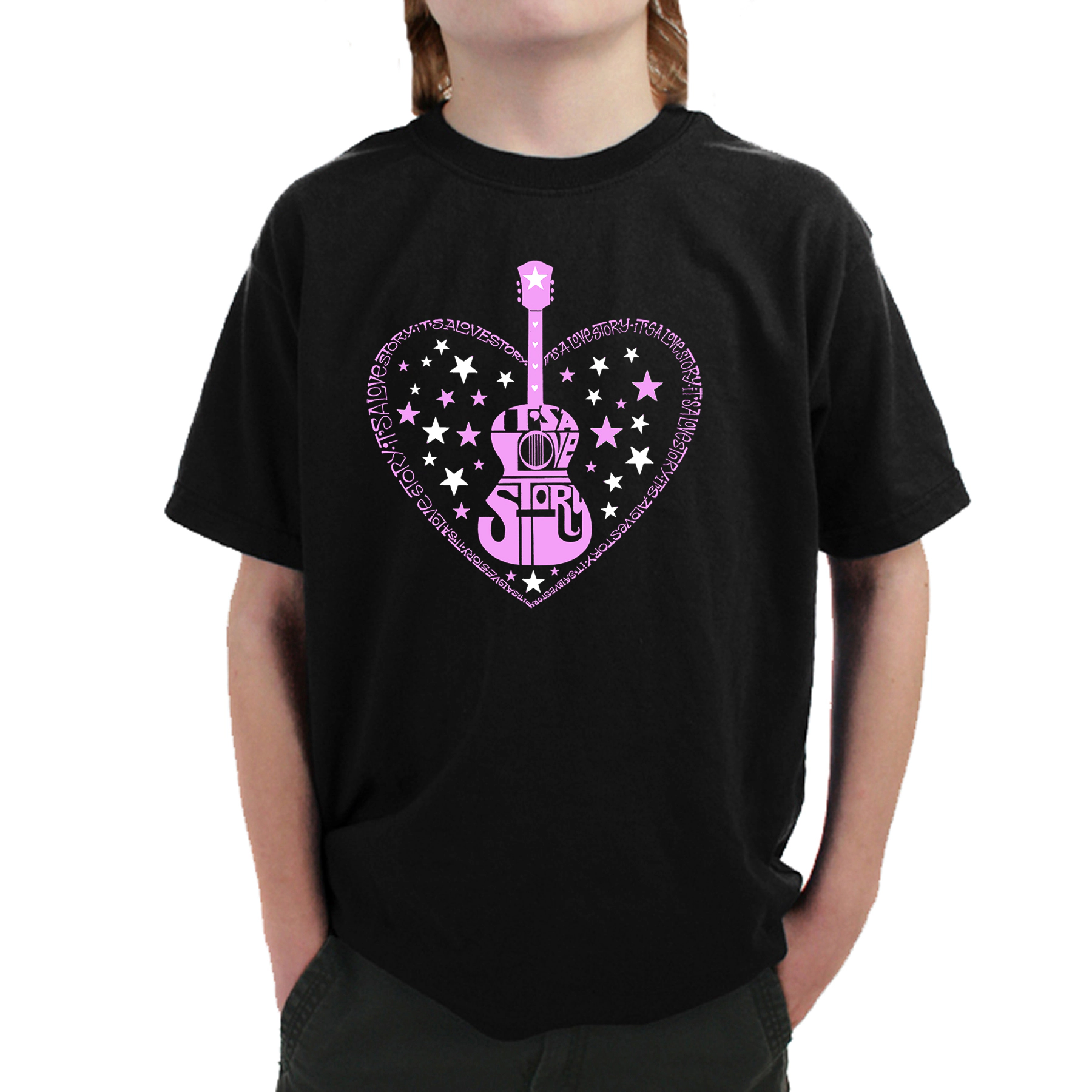 LA Pop Art Boy's Word T-Shirt - It's A Love Story